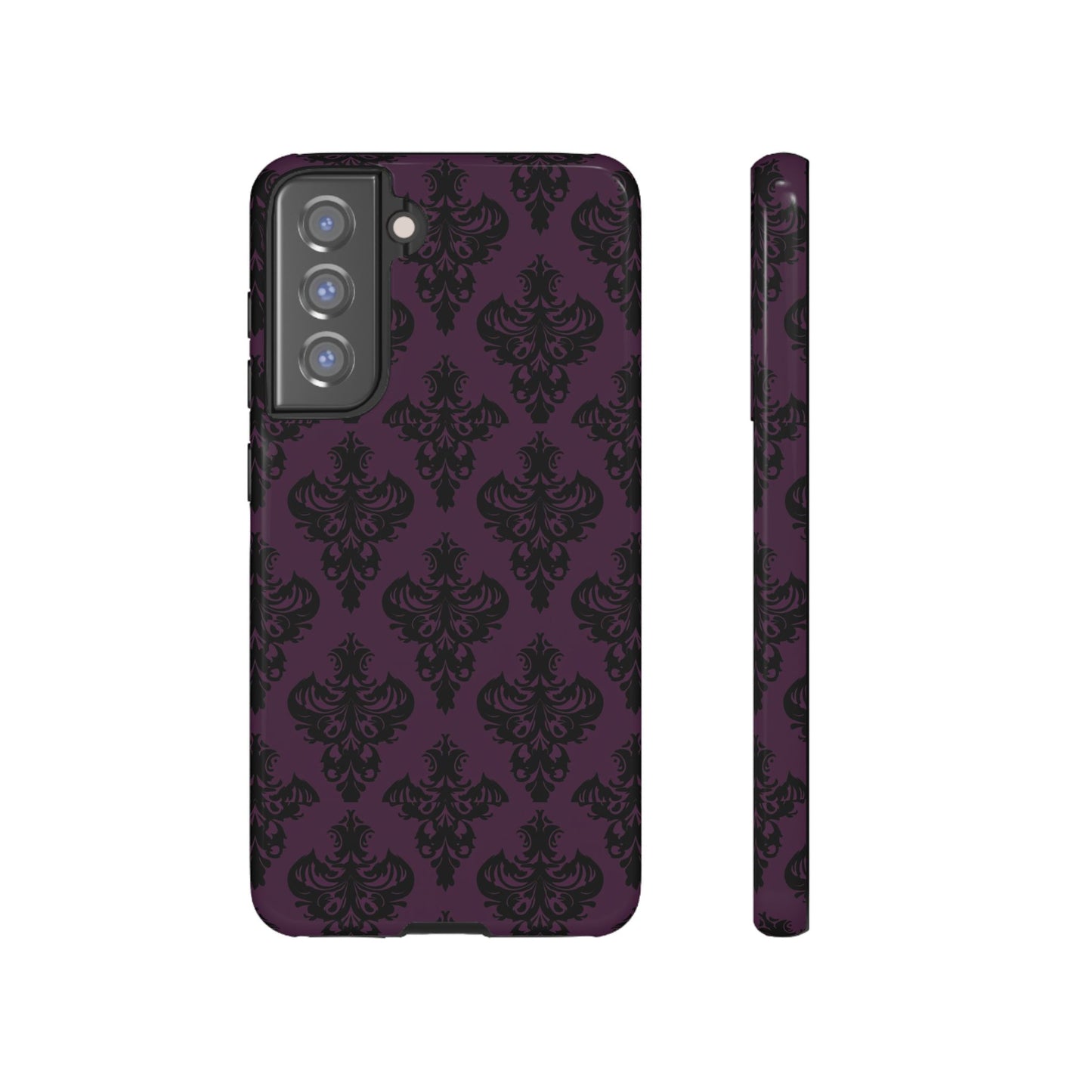 Purple and Black Victorian Damask Pattern Tough Cases