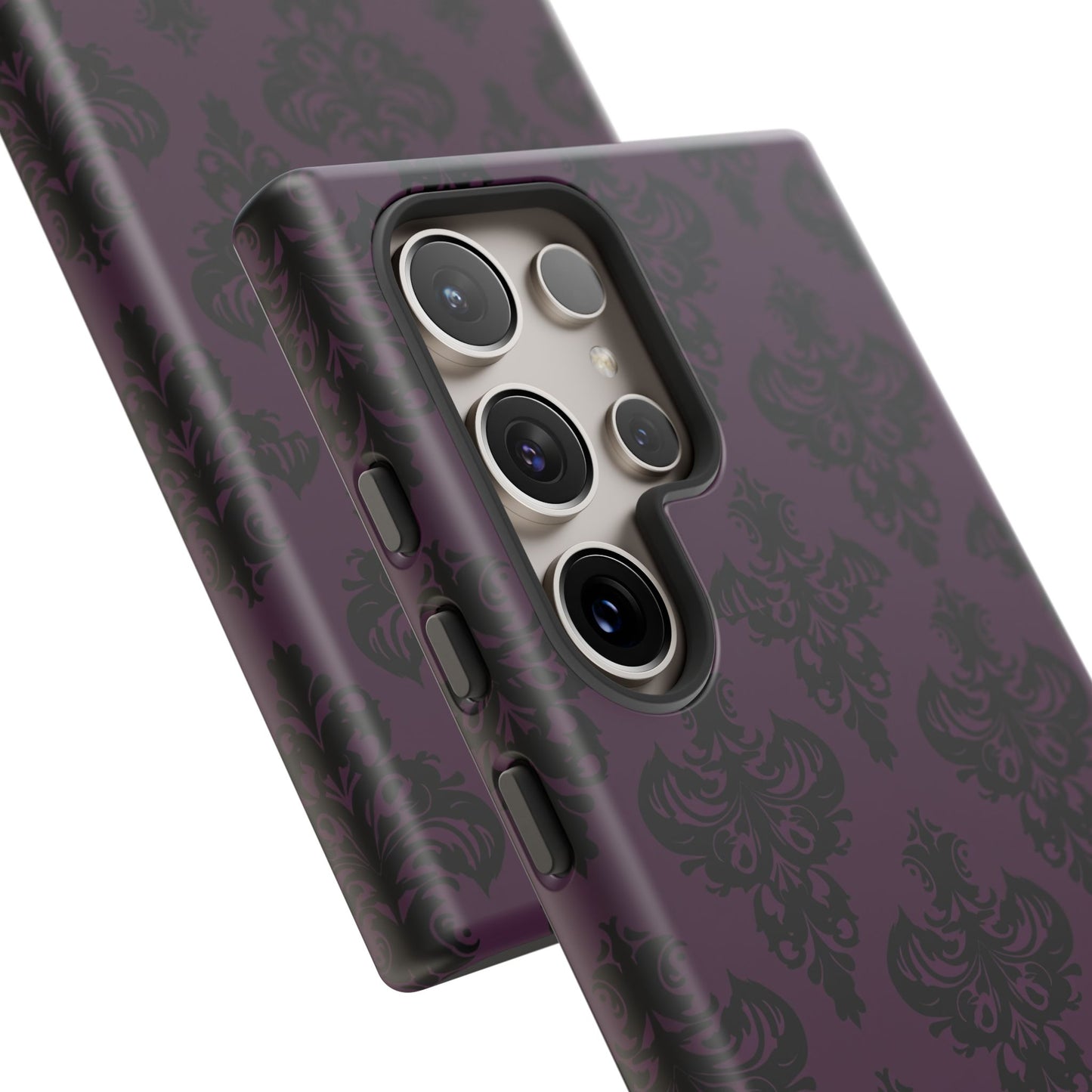 Purple and Black Victorian Damask Pattern Tough Cases