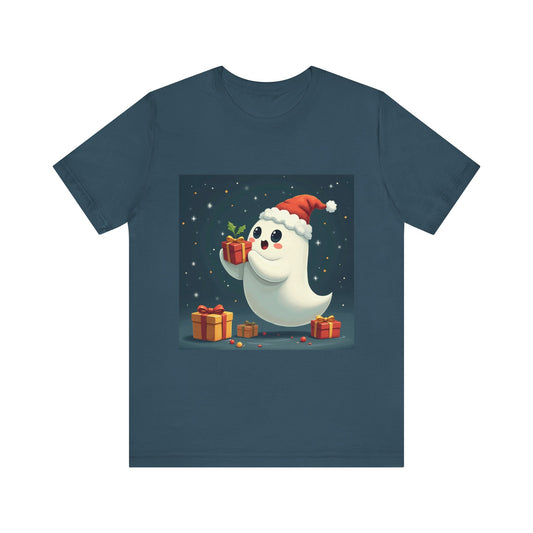 Cute Cartoon Present Ghost Unisex Jersey T-Shirt