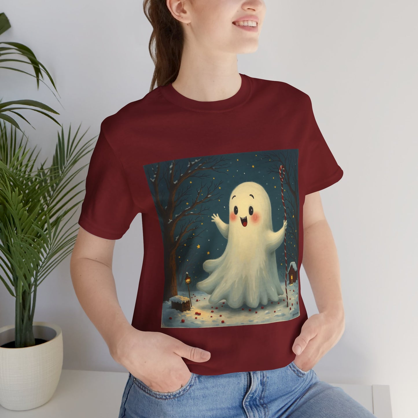 Cute Holiday Ghost Unisex Jersey Tee