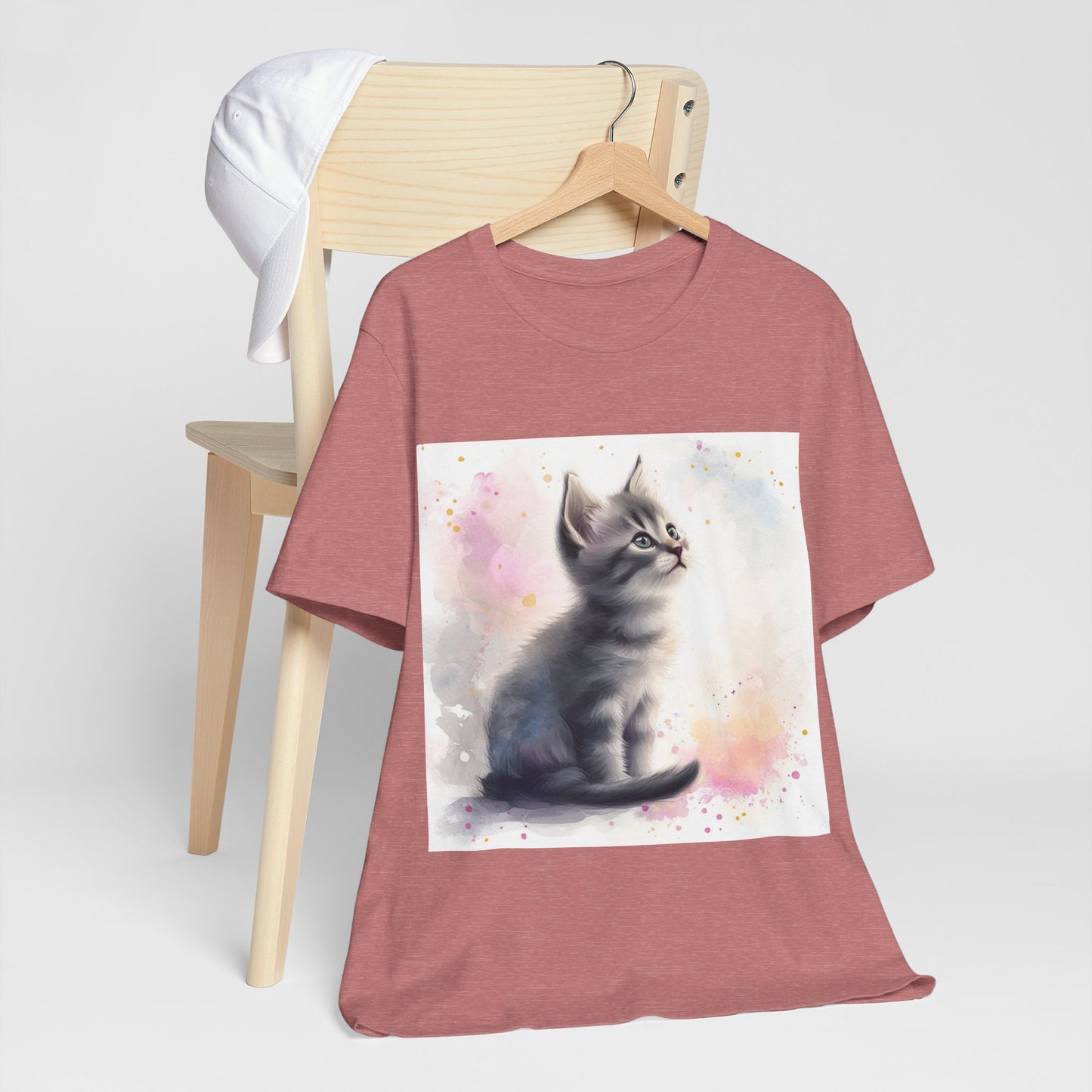 Watercolor Gray Kitten Unisex Jersey Short Sleeve Tee