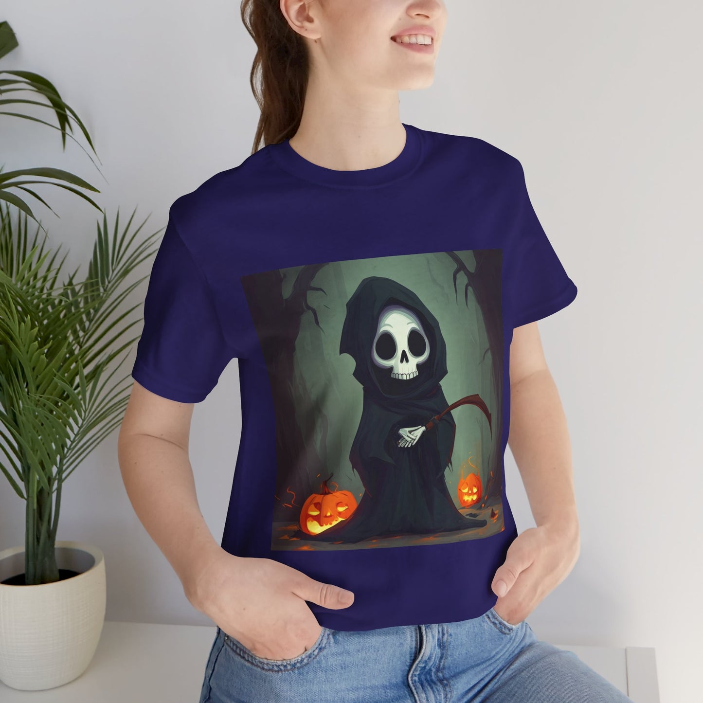 Spooky Forest Grim Reaper Unisex Jersey Short Sleeve Tee