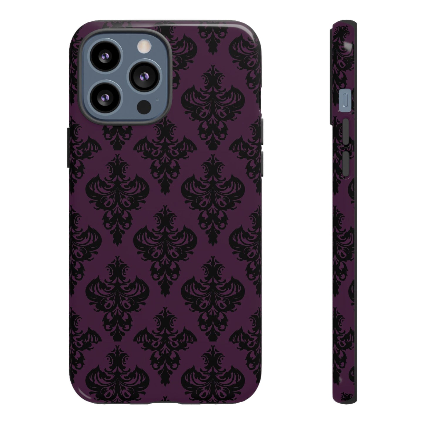 Purple and Black Victorian Damask Pattern Tough Cases