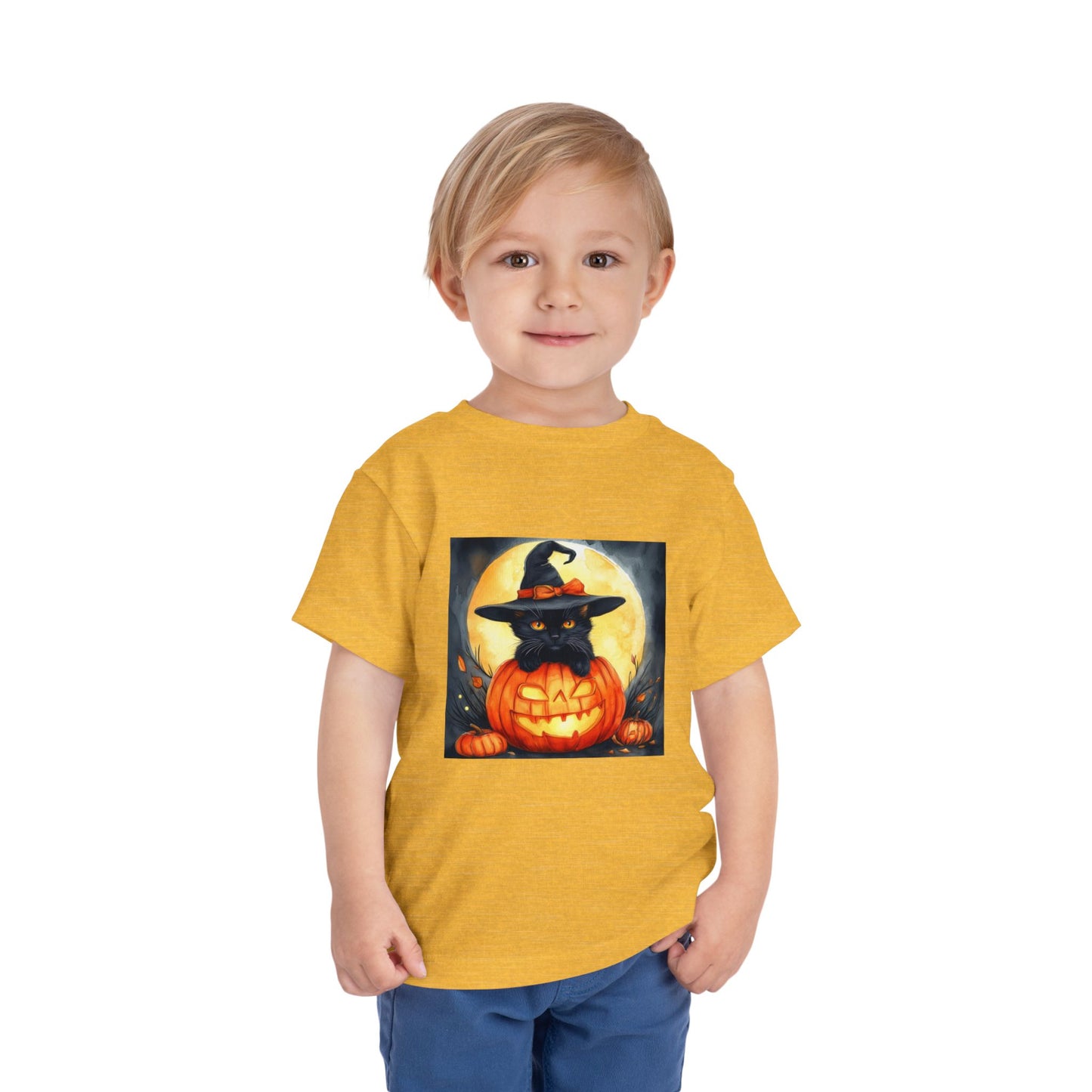 Cat In a Jack O' Lantern Toddler Short Sleeve Tee