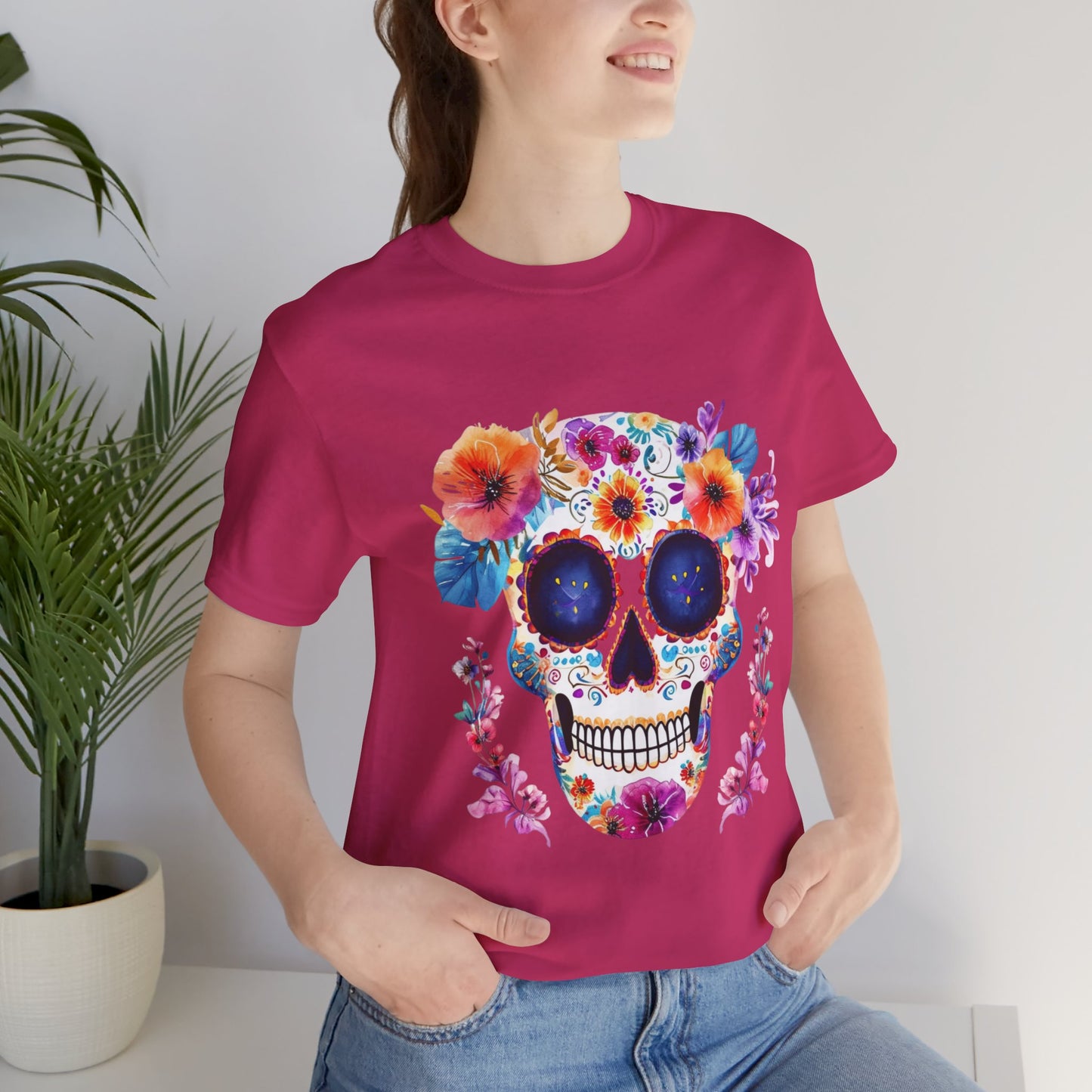 Day of the dead sugar skull Unisex Jersey Short Sleeve Tee