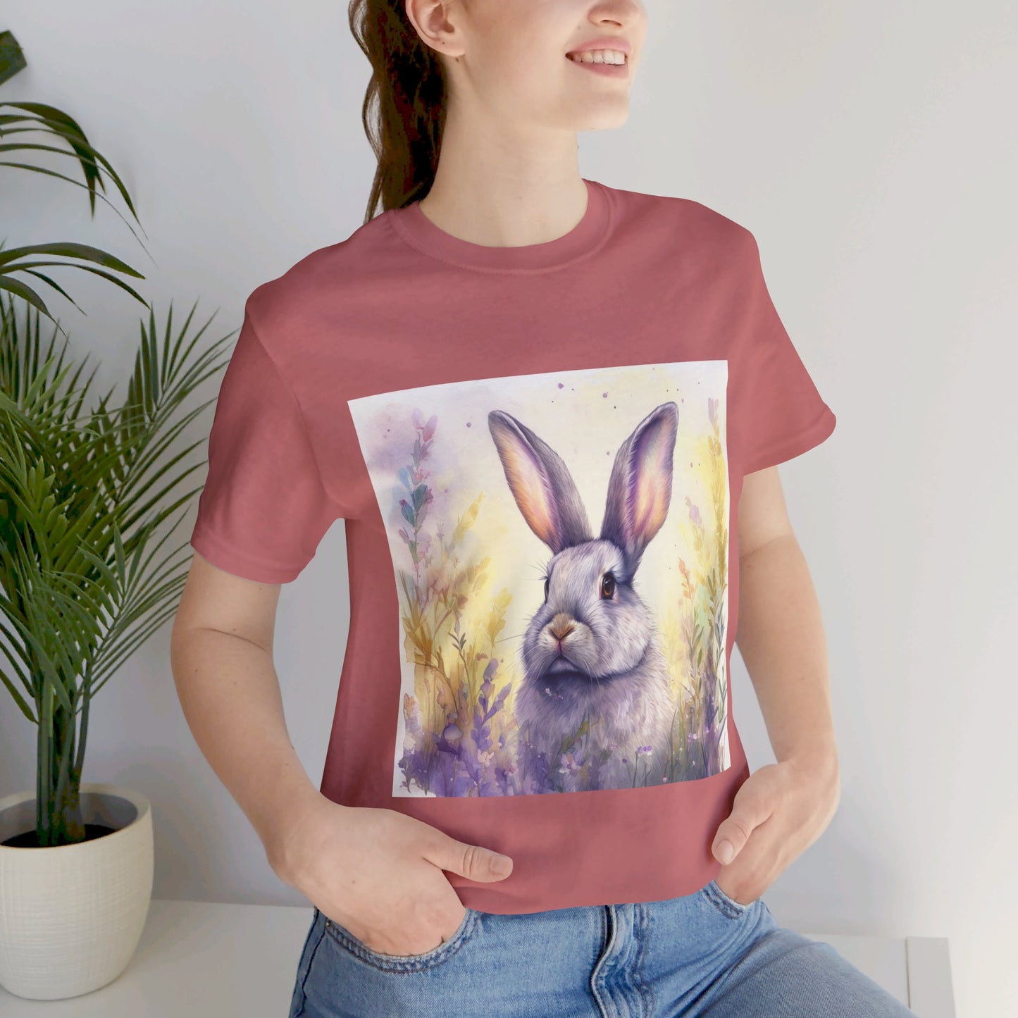 Realistic Cute Bunny Unisex Jersey Short Sleeve Tee