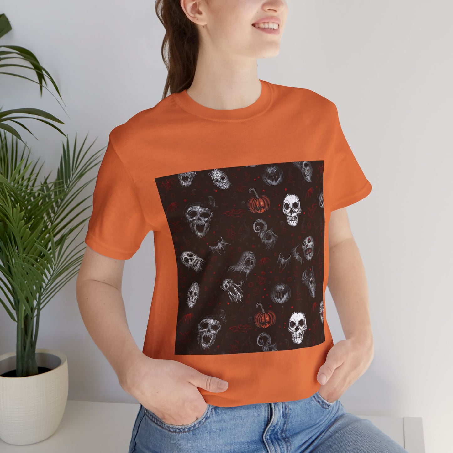 Scary Halloween Pattern Unisex Jersey Short Sleeve Tee