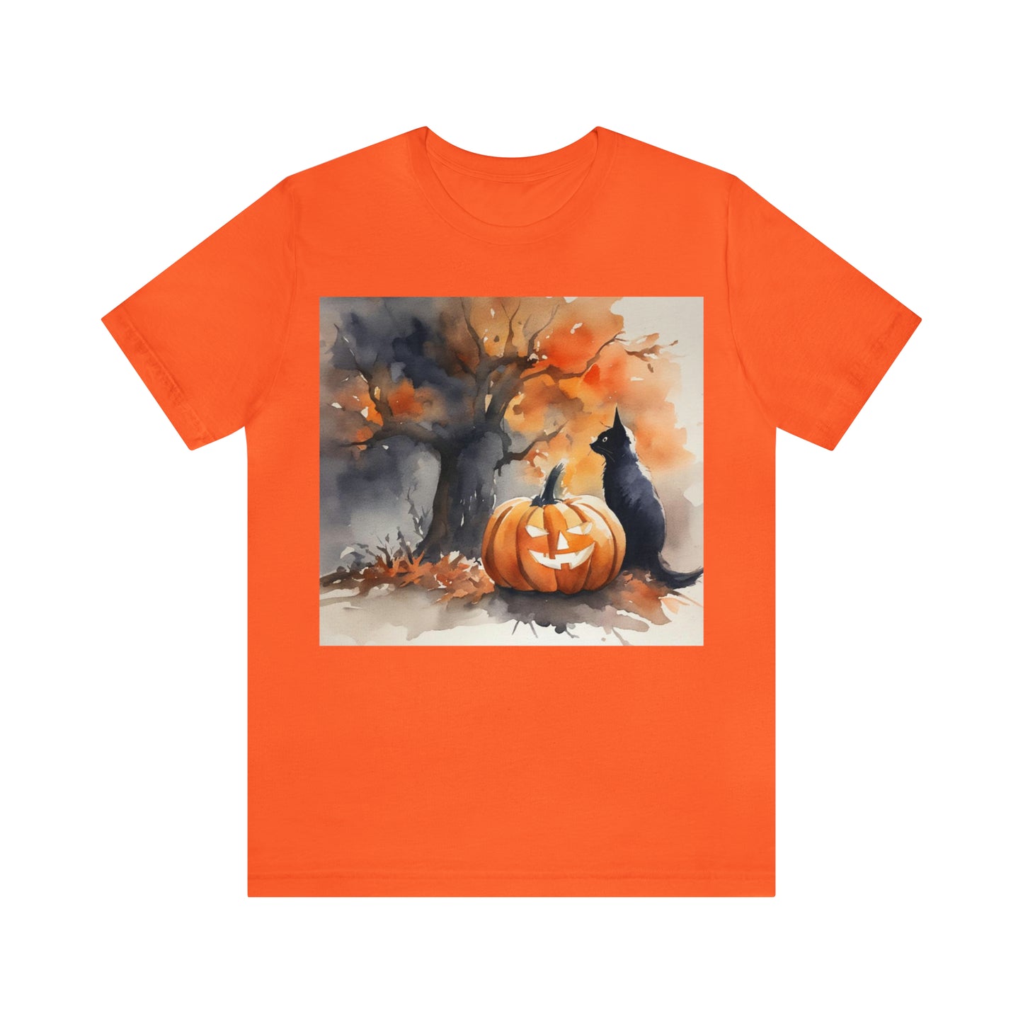 Jacko-lantern Black Cat Halloween Unisex Jersey Short Sleeve Tee