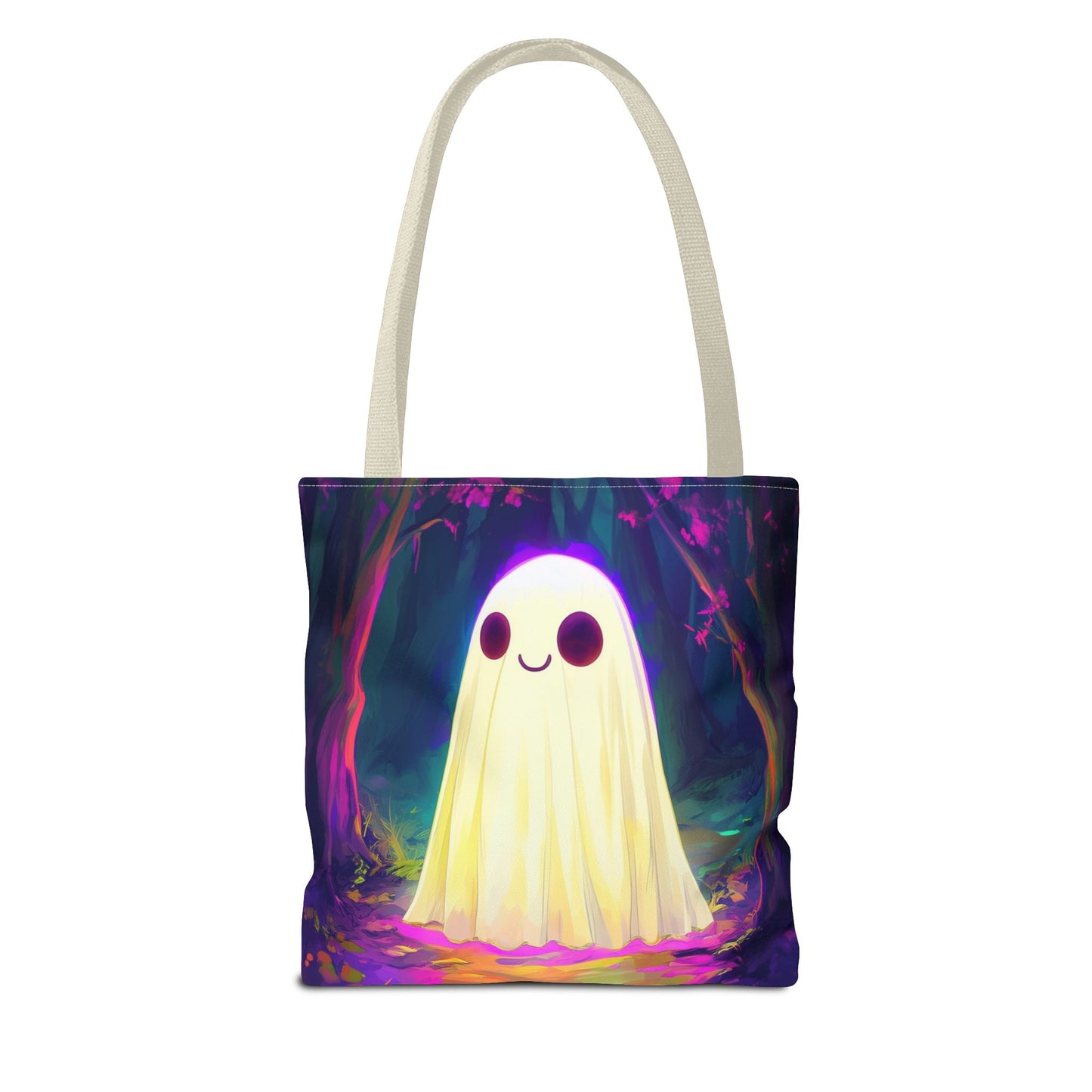 Cute Neon Ghost Tote Bag (AOP)