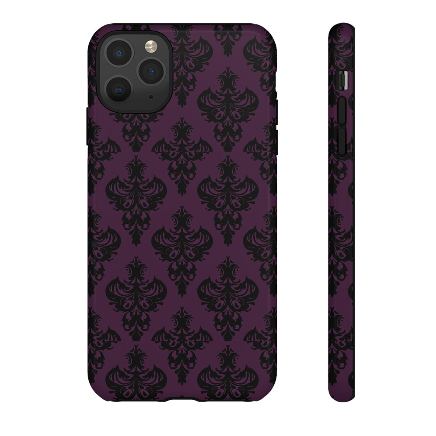 Purple and Black Victorian Damask Pattern Tough Cases