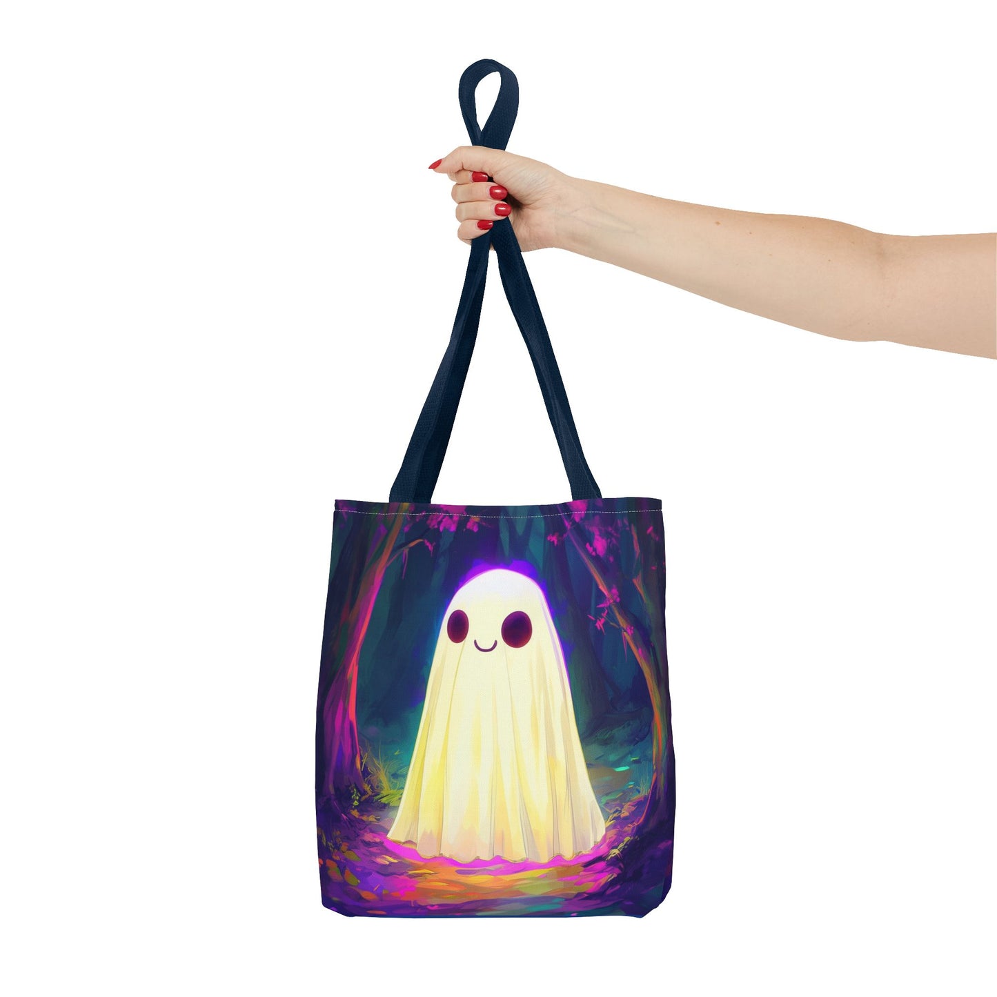 Cute Neon Ghost Tote Bag (AOP)