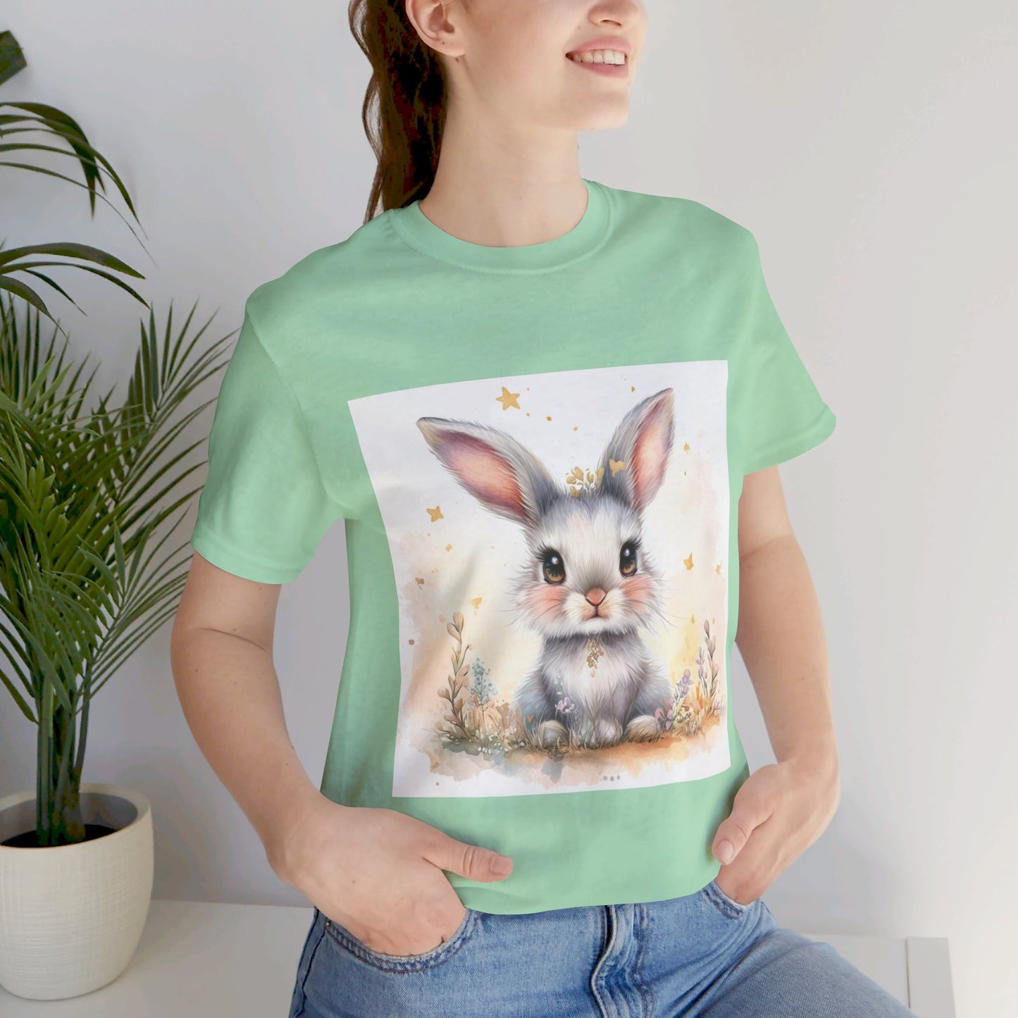 Cute fluffy bunny Unisex Jersey Short Sleeve Tee