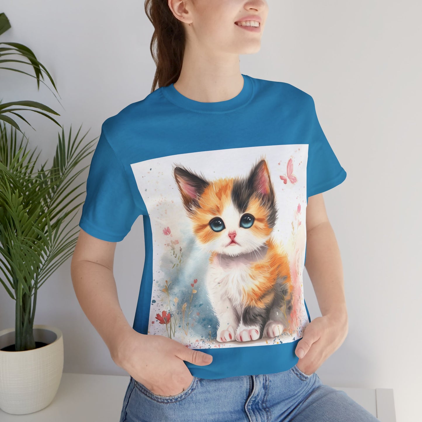 Butterfly Calico Kitten Unisex Jersey Short Sleeve Tee