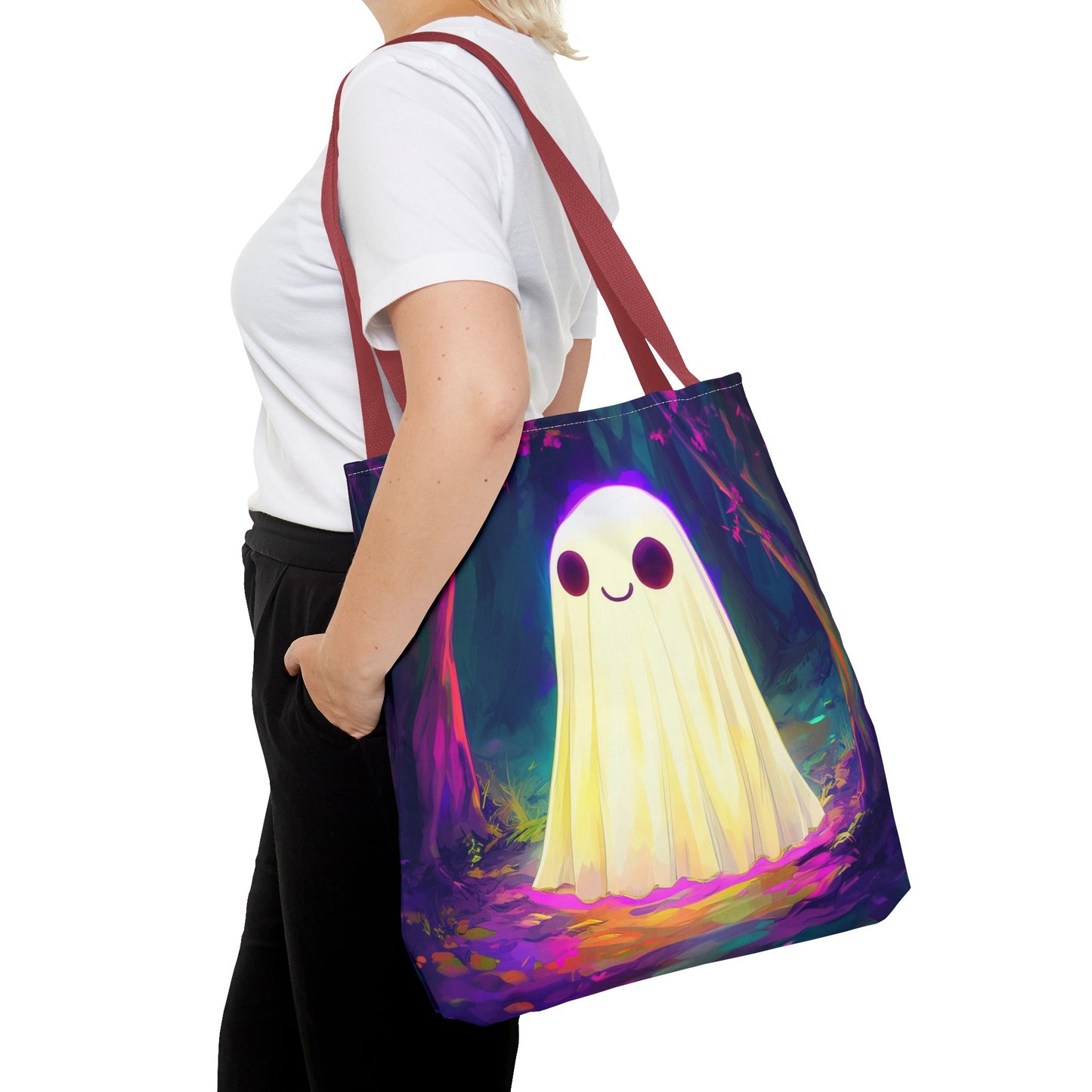 Cute Neon Ghost Tote Bag (AOP)