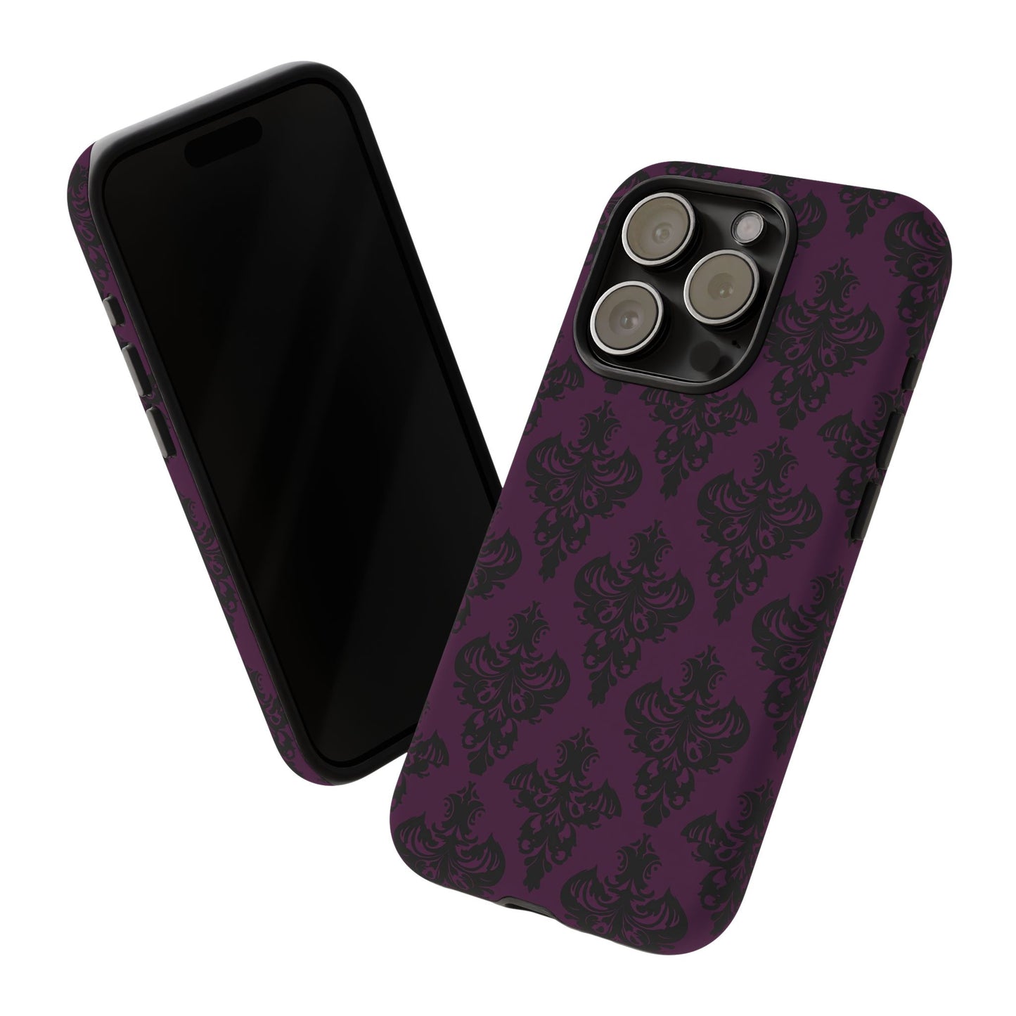 Purple and Black Victorian Damask Pattern Tough Cases