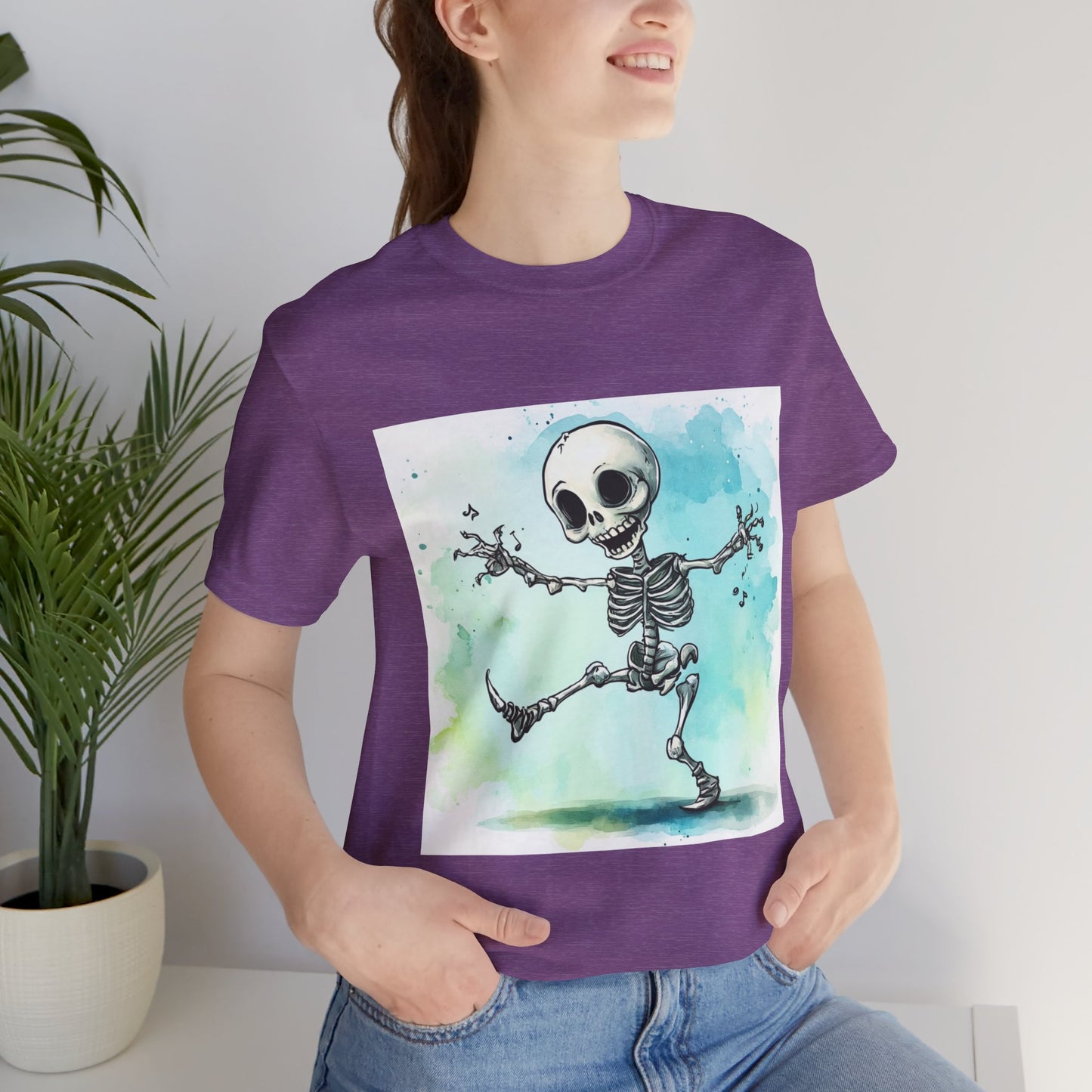 Happy Cute Skeleton Unisex Jersey Short Sleeve Tee