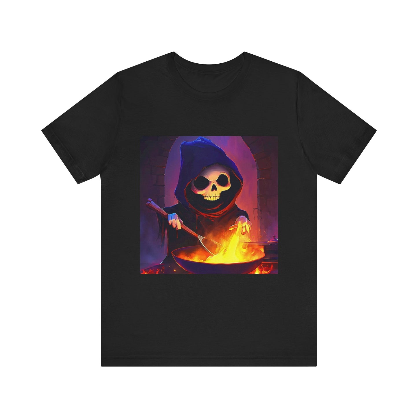 Happy Grim Reaper Cooking Unisex Jersey Short Sleeve Tee