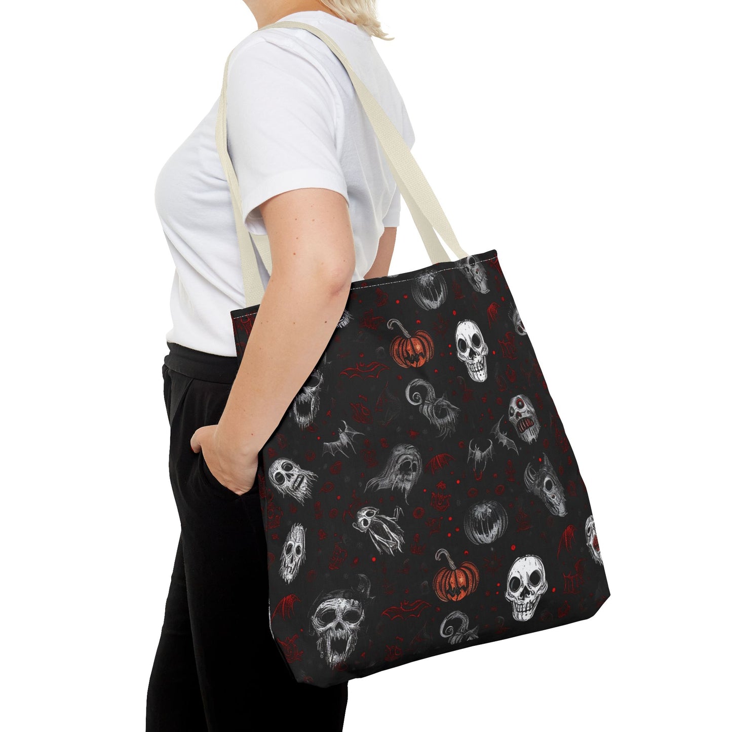 Scary Halloween Pattern Tote Bag (AOP)