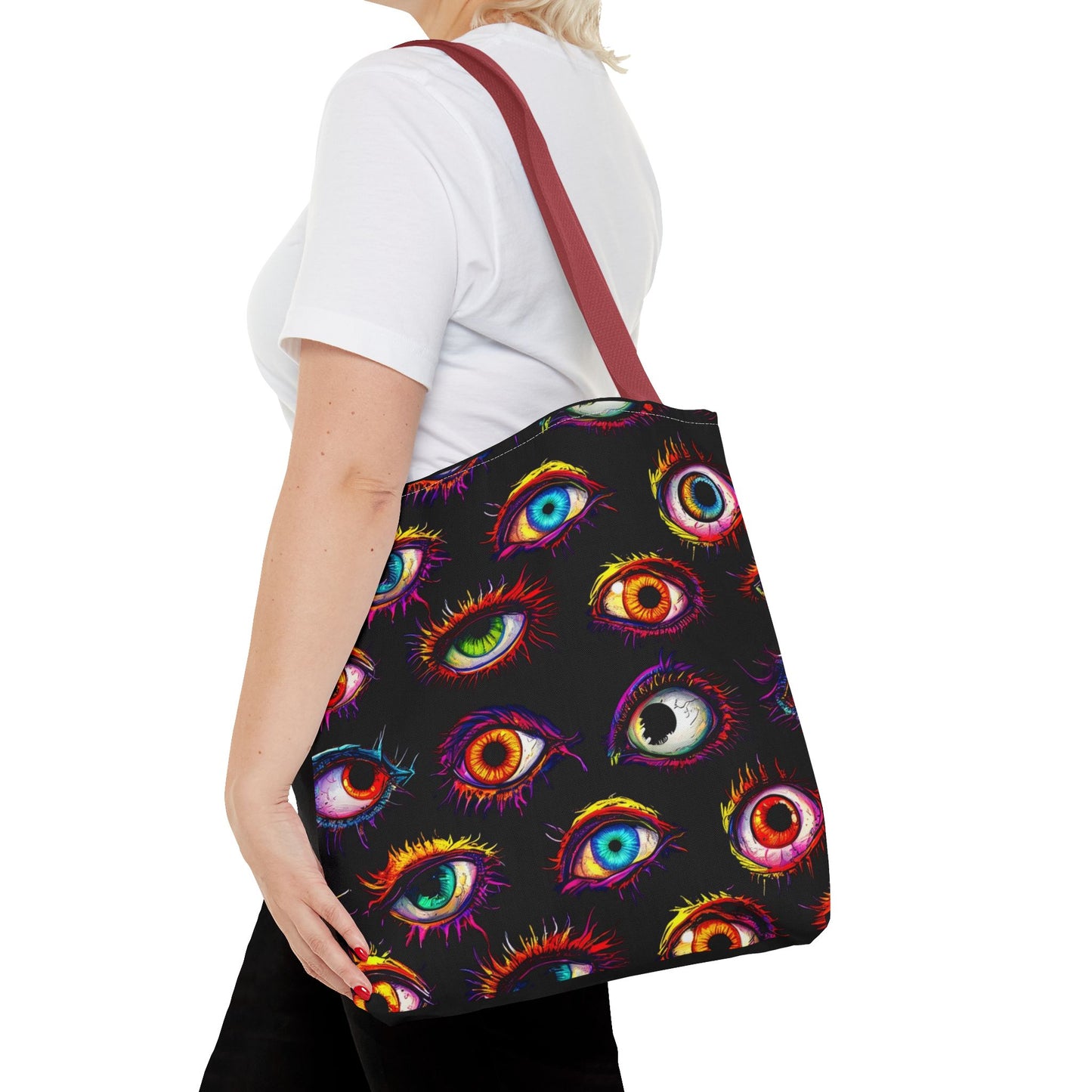 Colorful Spooky Eye Pattern Tote Bag (AOP)