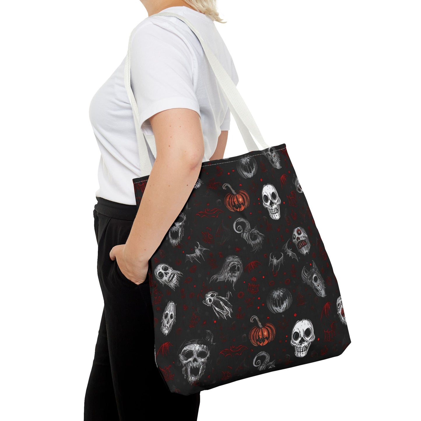 Scary Halloween Pattern Tote Bag (AOP)