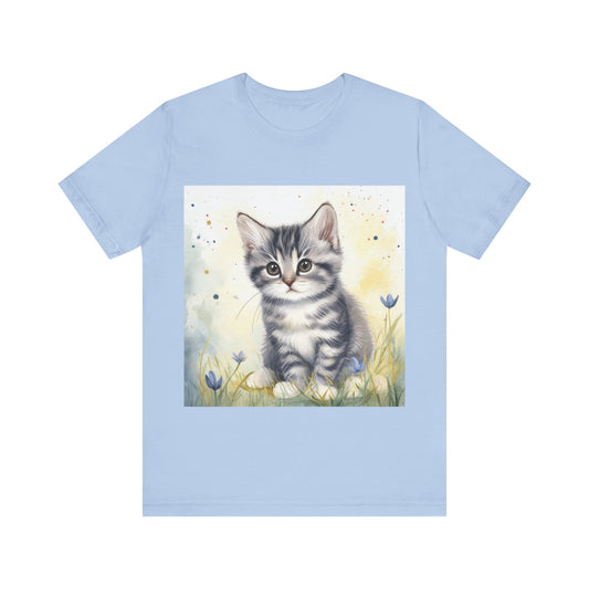 Gray Striped Kitten Unisex Jersey Short Sleeve Tee