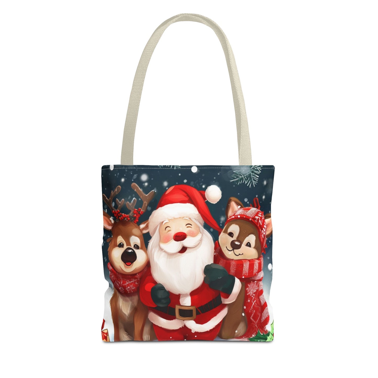 Cute Santa and Reindeer Tote Bag (AOP)