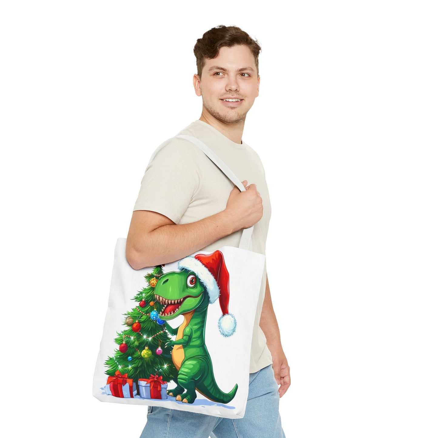 Holiday T-Rex Tote Bag (AOP)