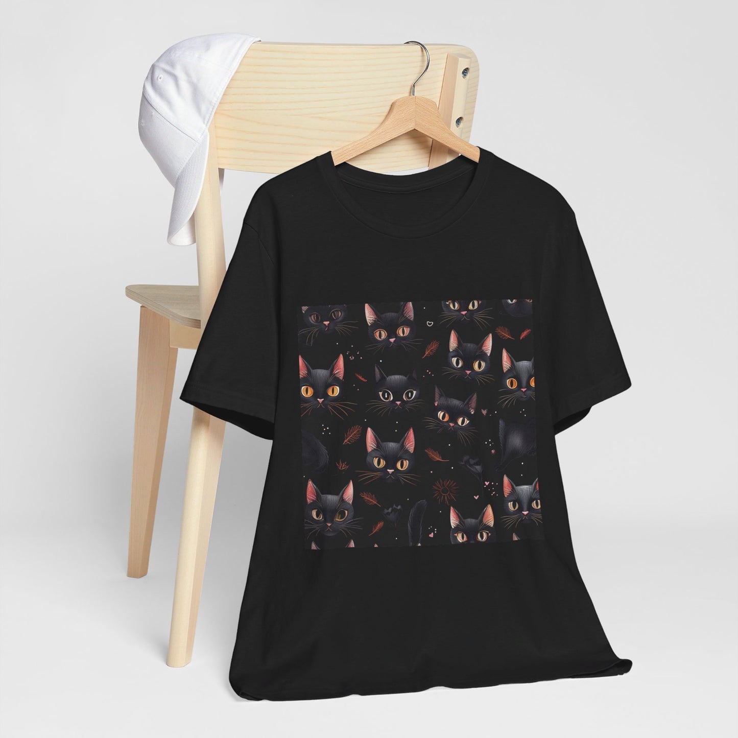 Cute Black Cat Pattern Unisex Jersey Short Sleeve Tee