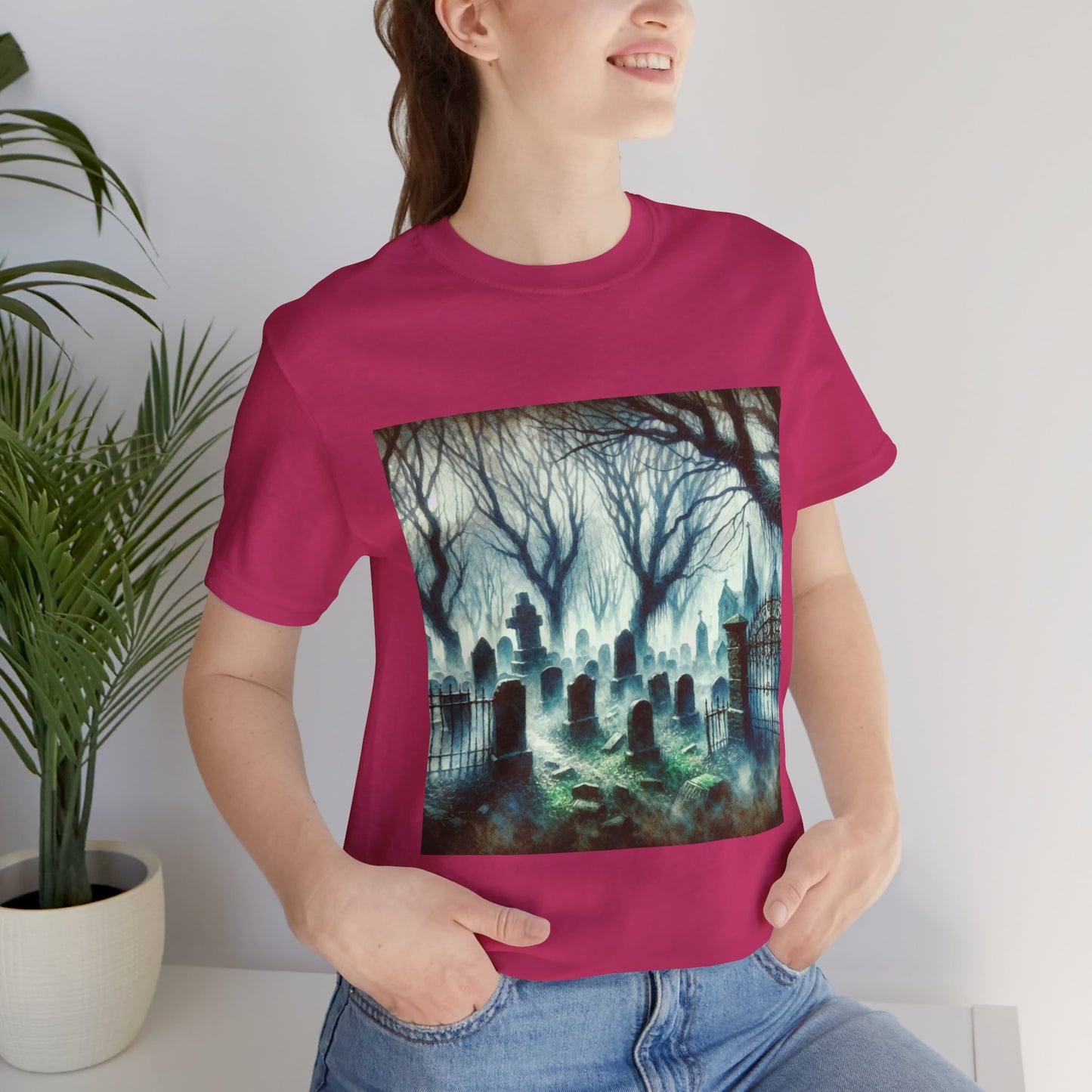 Haunted Cemetery Unisex Jersey Short Sleeve Tee