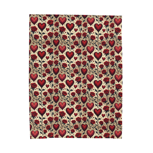 Gothic Tattoo Style Valentines Velveteen Plush Blanket