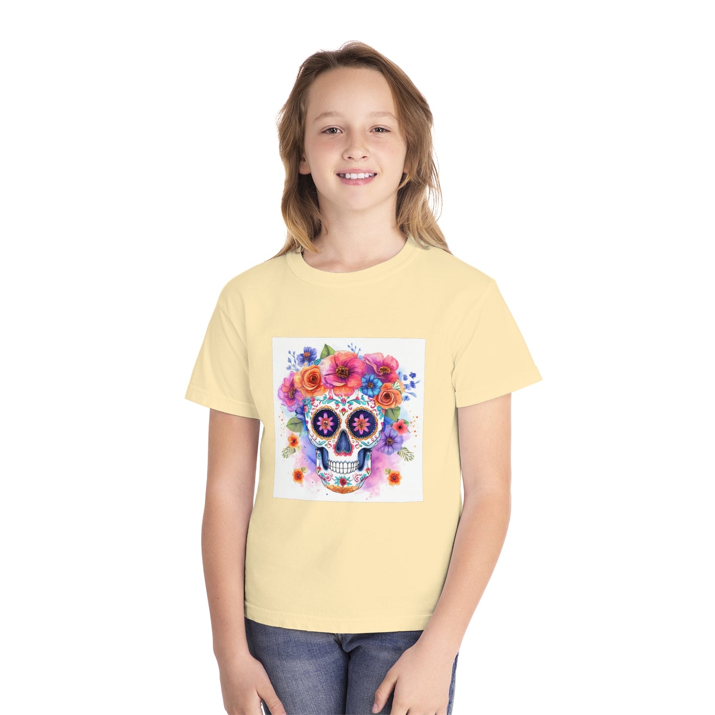 Colorful Sugar Skull Youth Midweight Tee