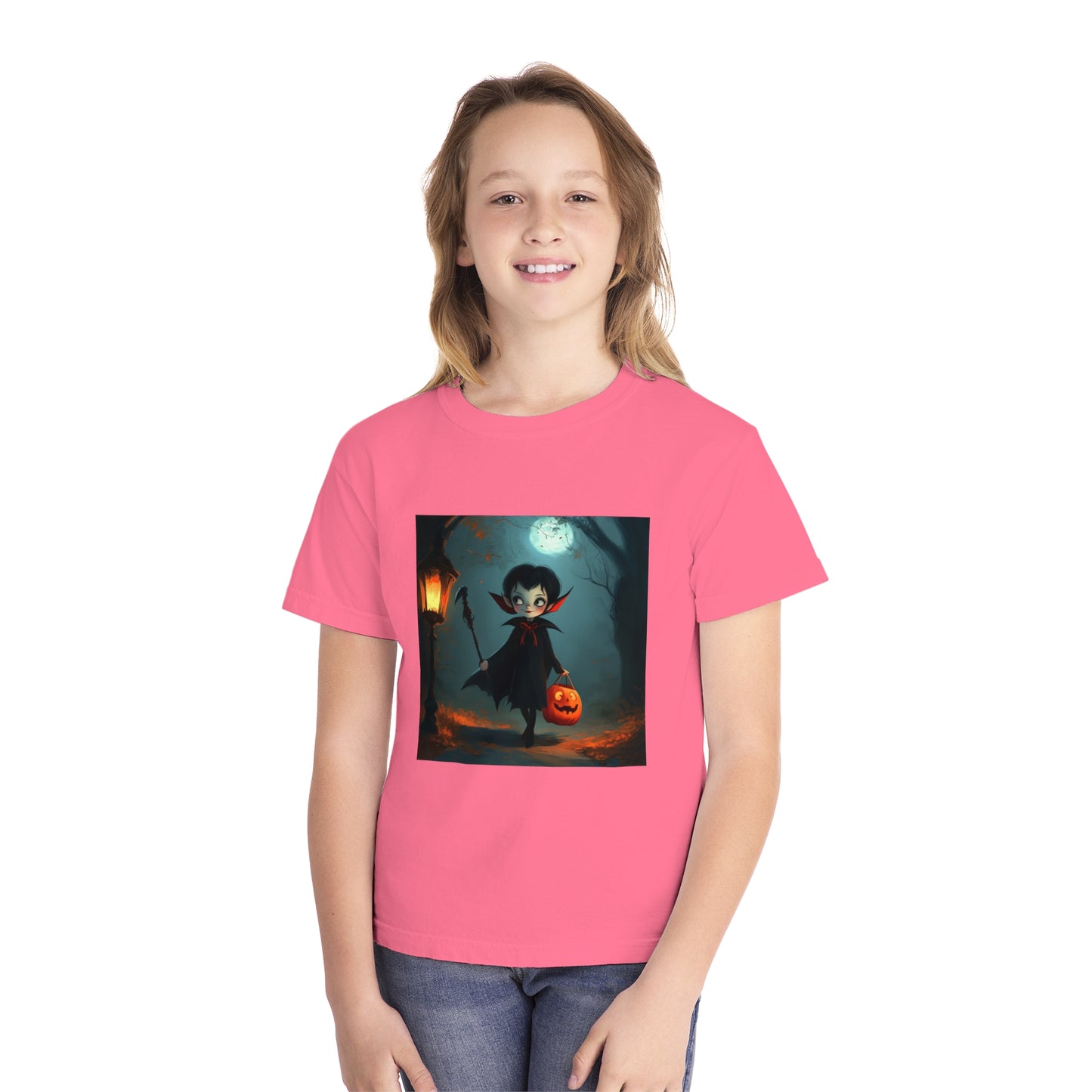 Cute Trick or Treating Vampire Youth Midweight Tee