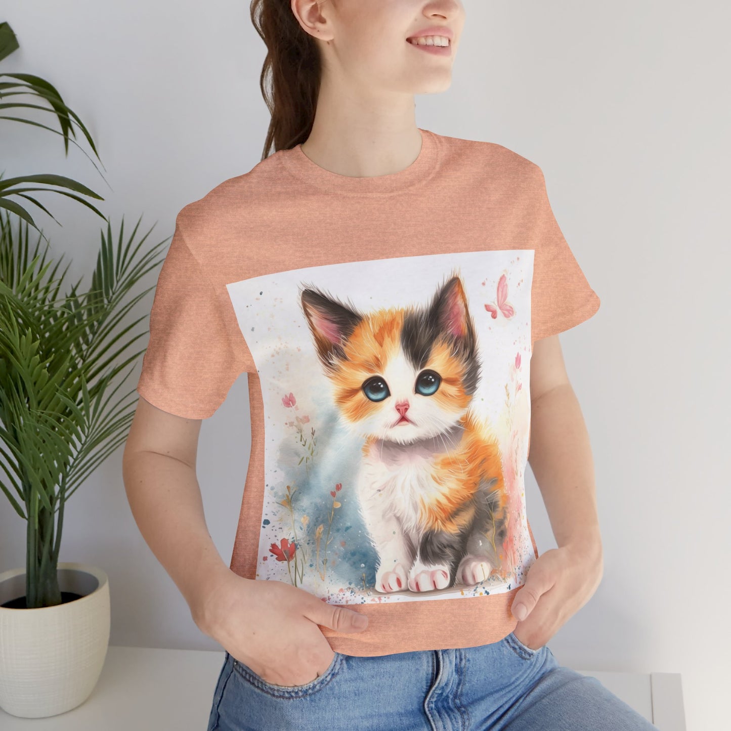 Butterfly Calico Kitten Unisex Jersey Short Sleeve Tee