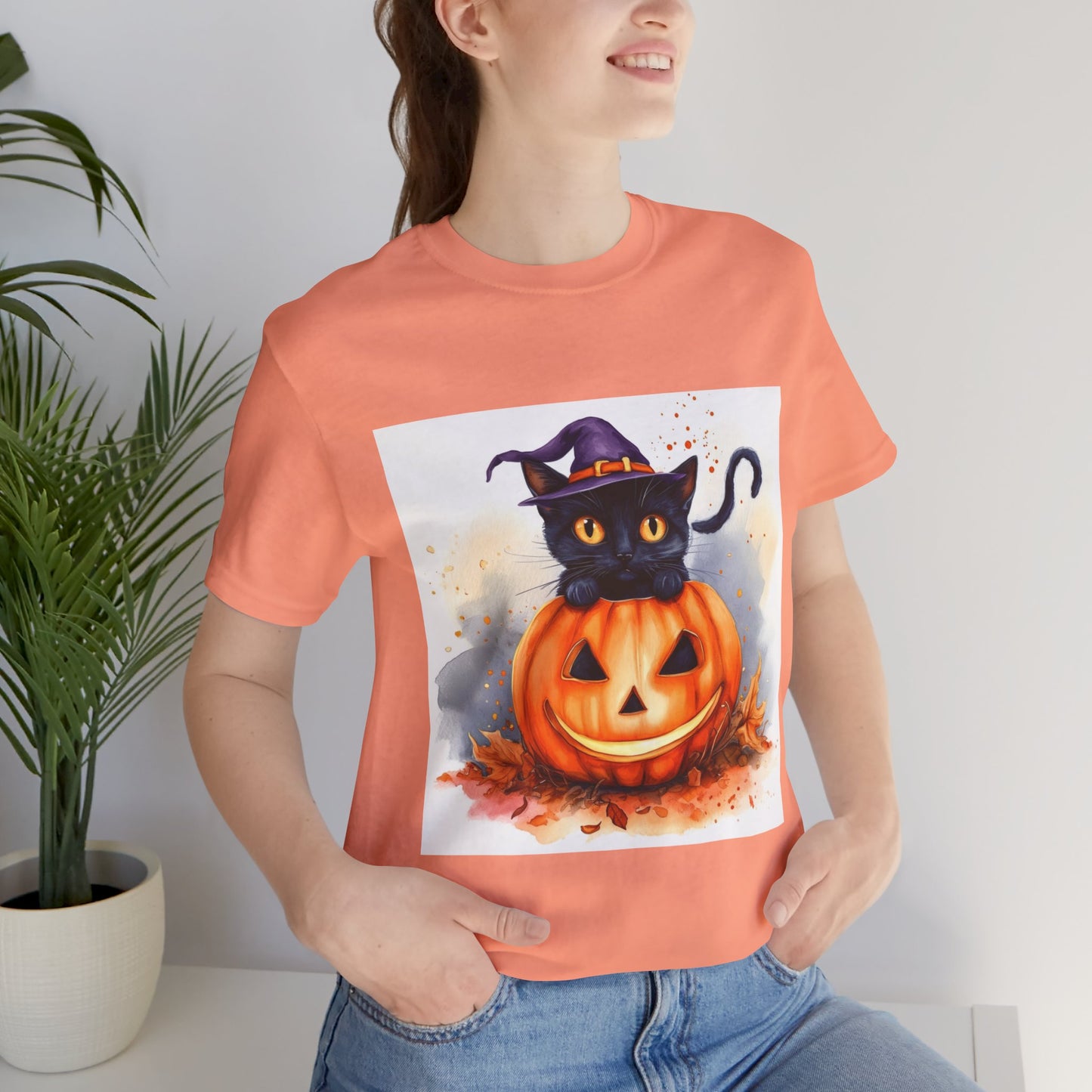 Halloween Cat Unisex Jersey Short Sleeve Tee