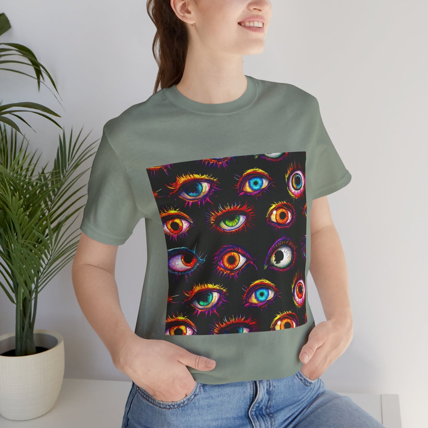 Colorful Spooky Eye Pattern Unisex Jersey Short Sleeve Tee