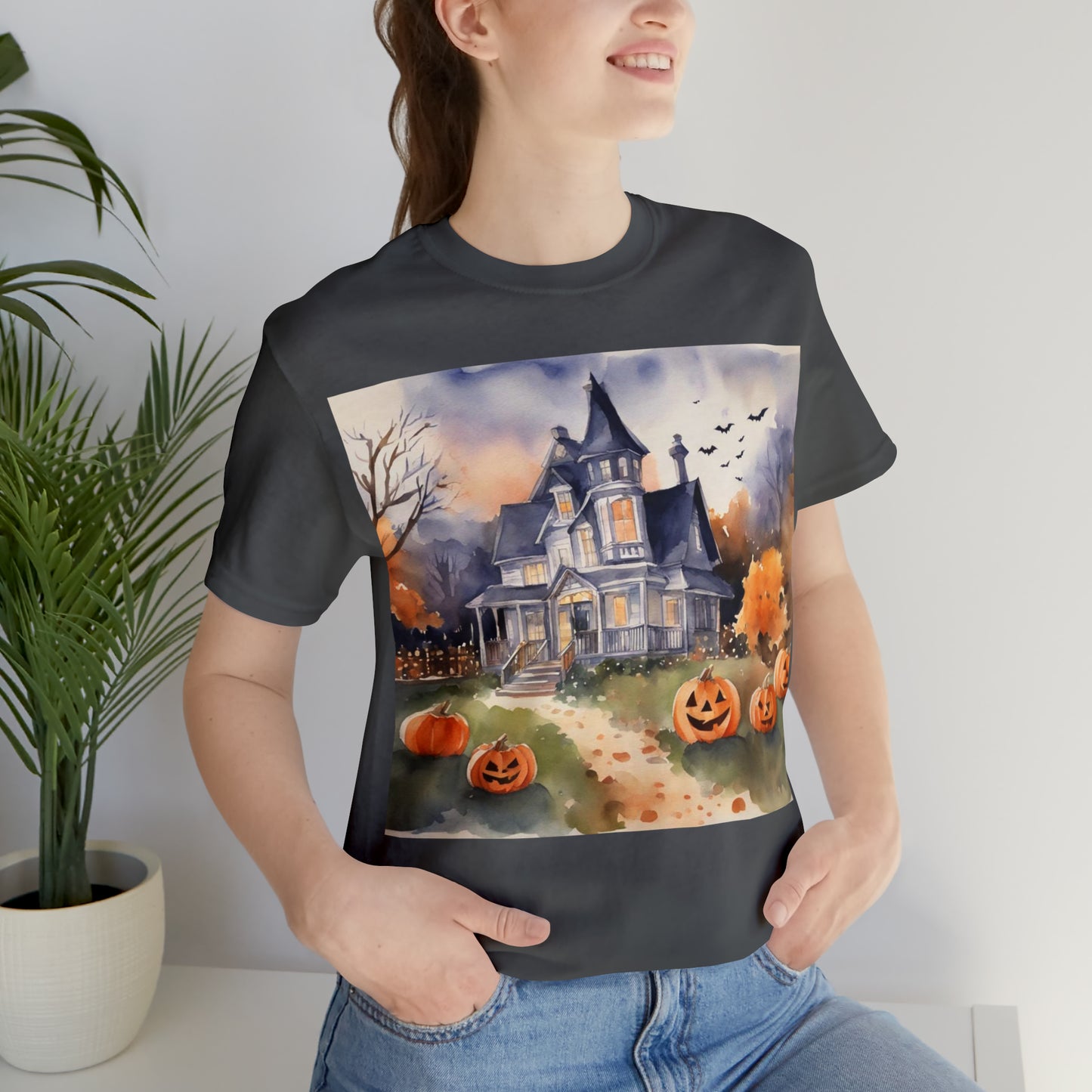 Haunted House Halloween Unisex Jersey Short Sleeve Tee