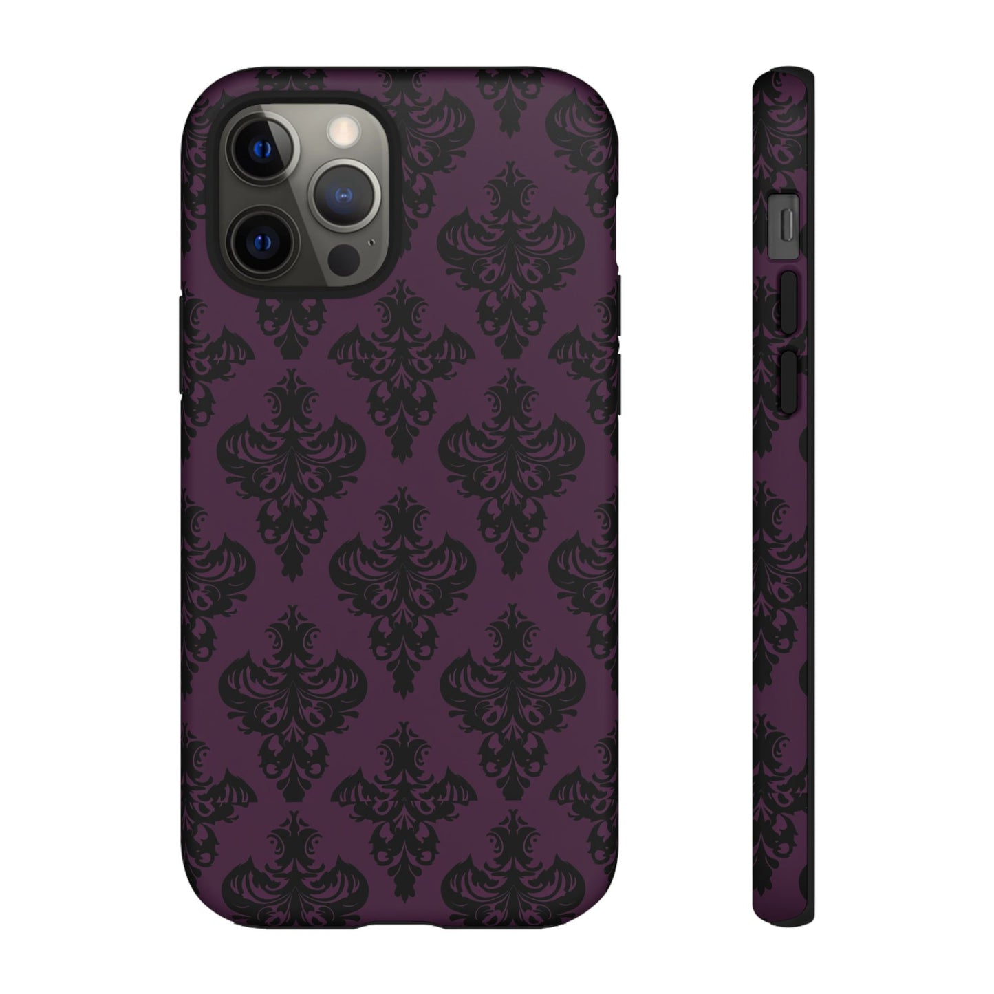 Purple and Black Victorian Damask Pattern Tough Cases