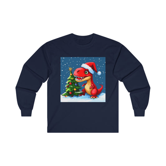 Red T-Rex Christmas Unisex Ultra Cotton Long Sleeve Tee