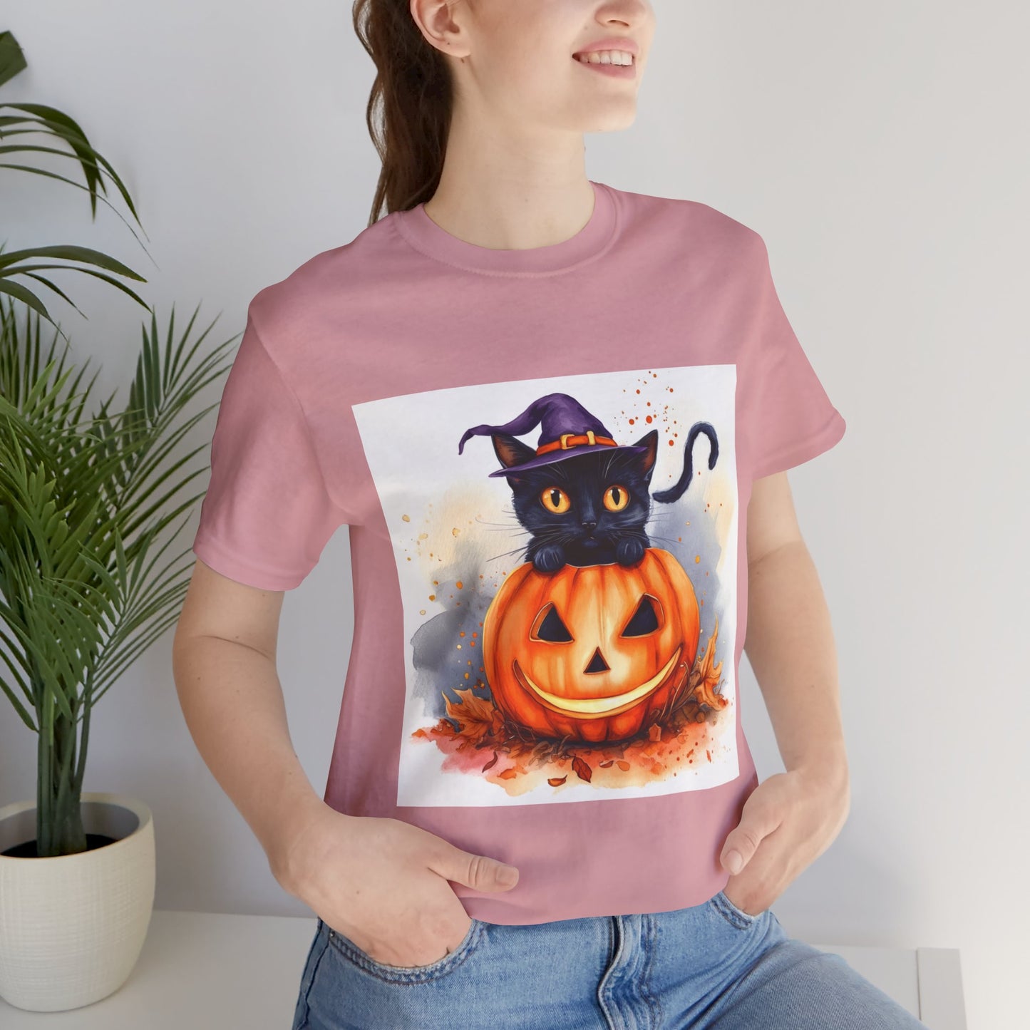 Halloween Cat Unisex Jersey Short Sleeve Tee