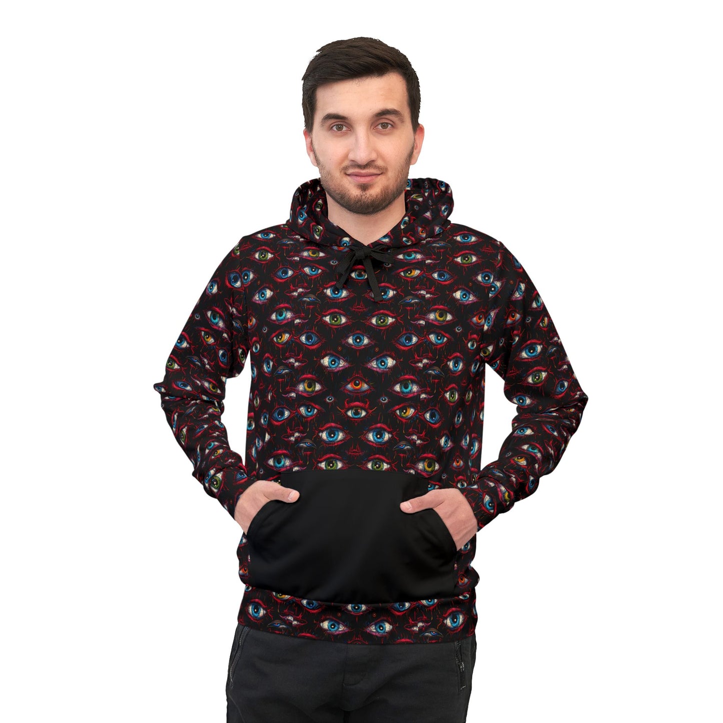 Creepy Eye Pattern Athletic Hoodie (AOP)