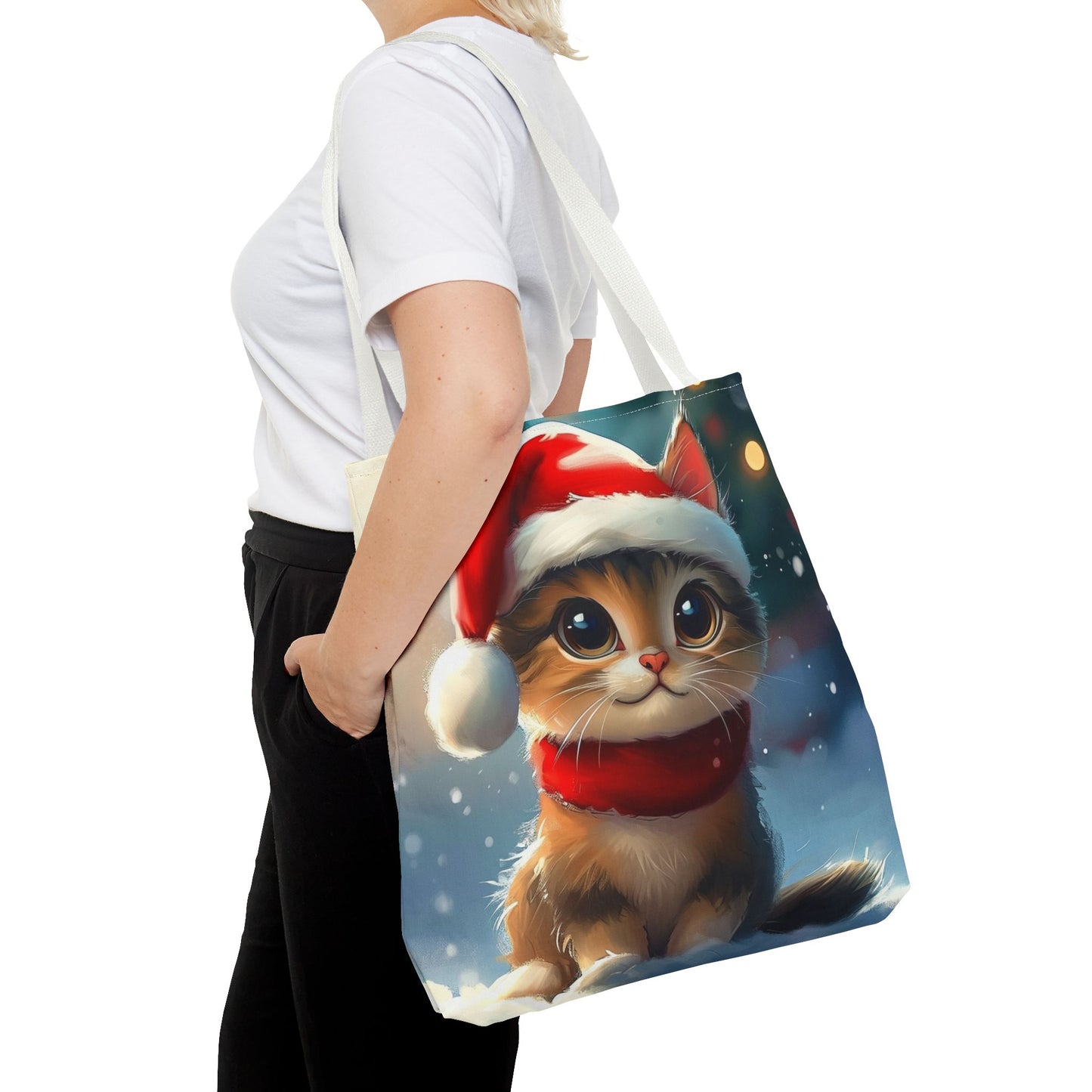 Cute Festive Kitten Tote Bag (AOP)