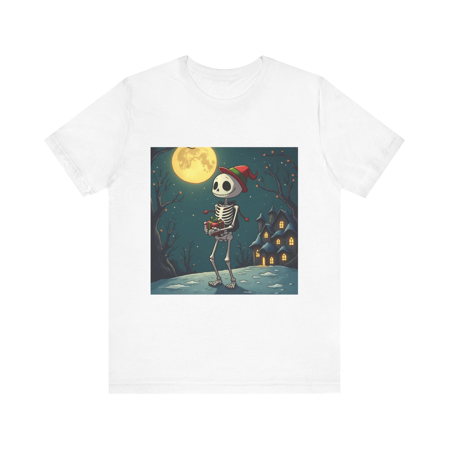 Cute Cartoon Holiday Skeleton Unisex Jersey Tee