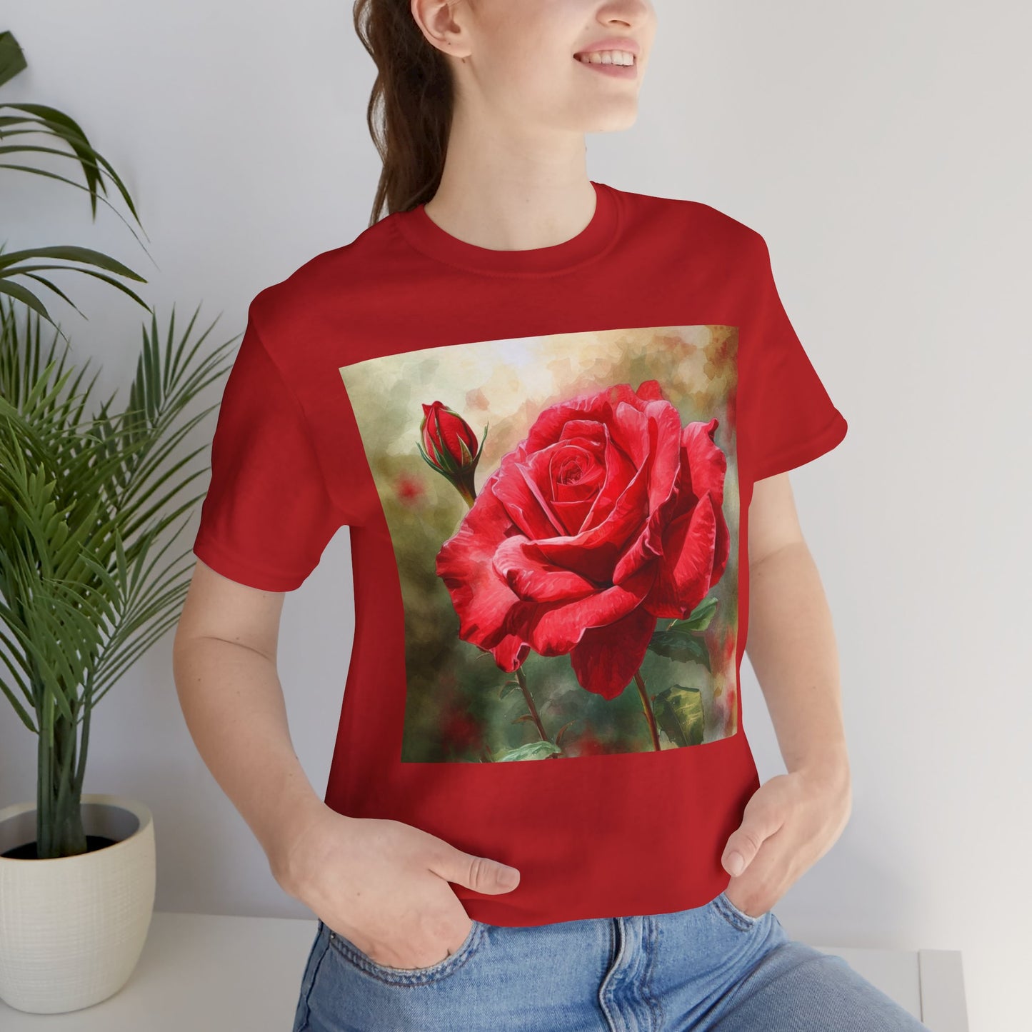 Elegant Rose Short Sleeve Tee - Perfect for Nature Lovers & Everyday Comfort