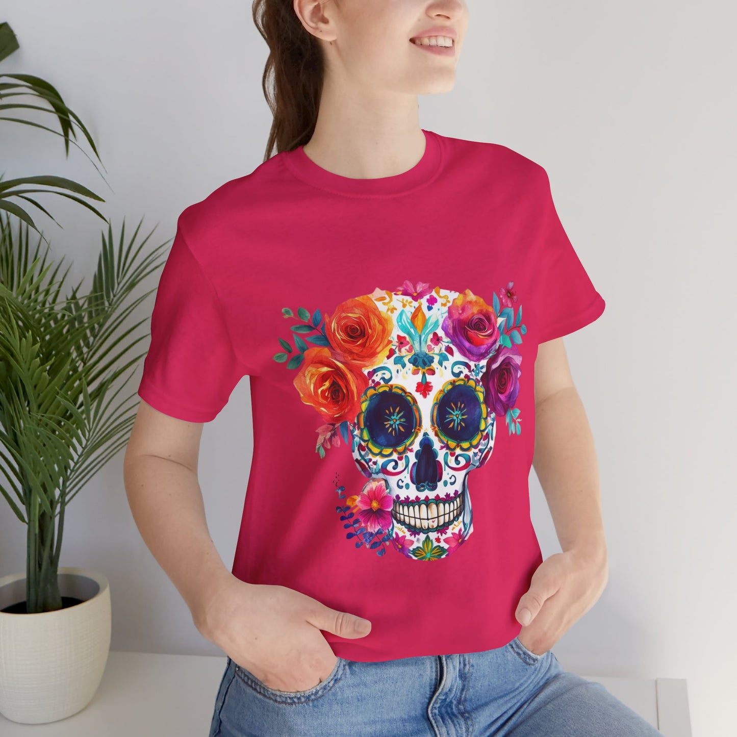 Day of the Dead Bright Sugar Skull Unisex Jersey Short Sleeve Tee