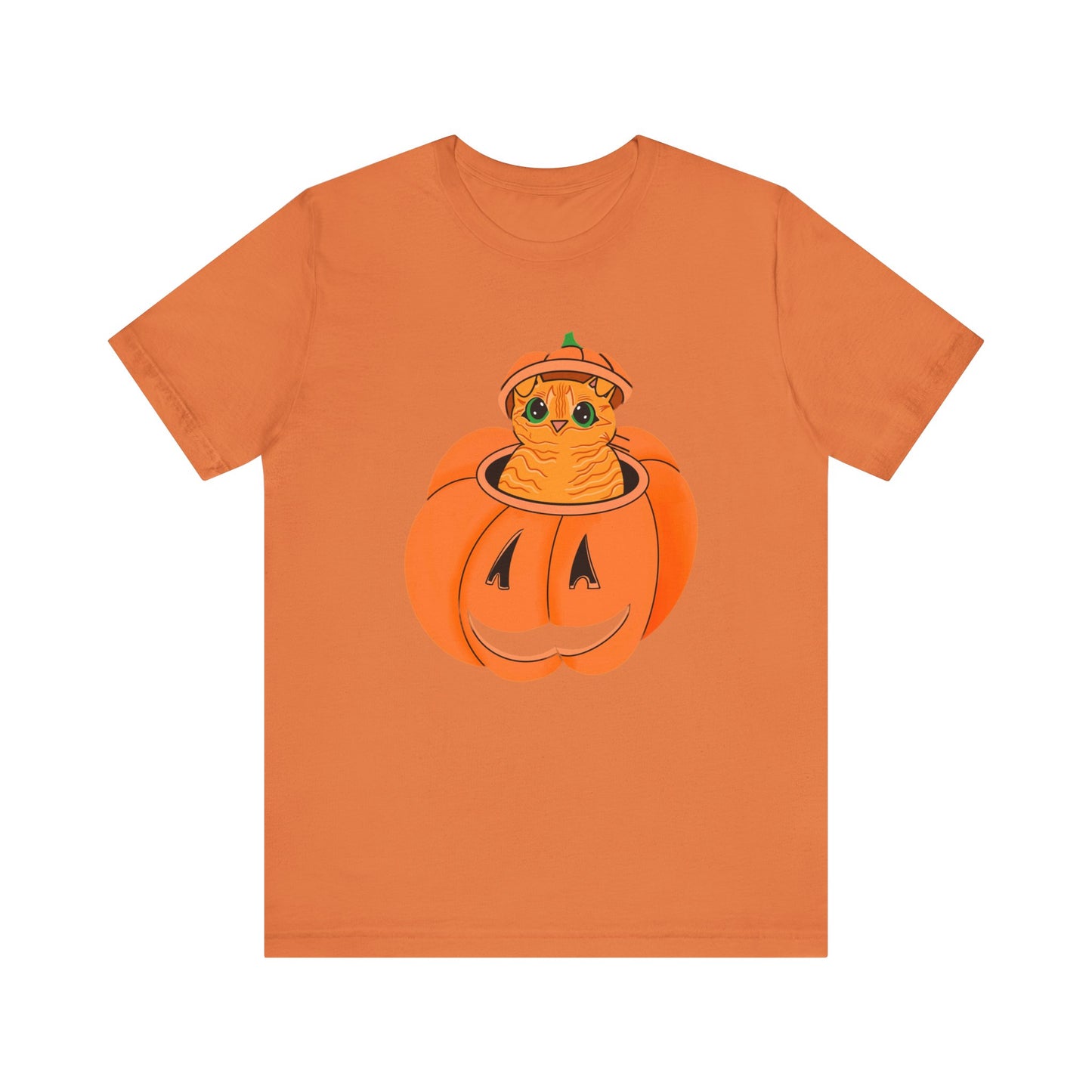 Cute Orange Cat Halloween Unisex Jersey Short Sleeve Tee