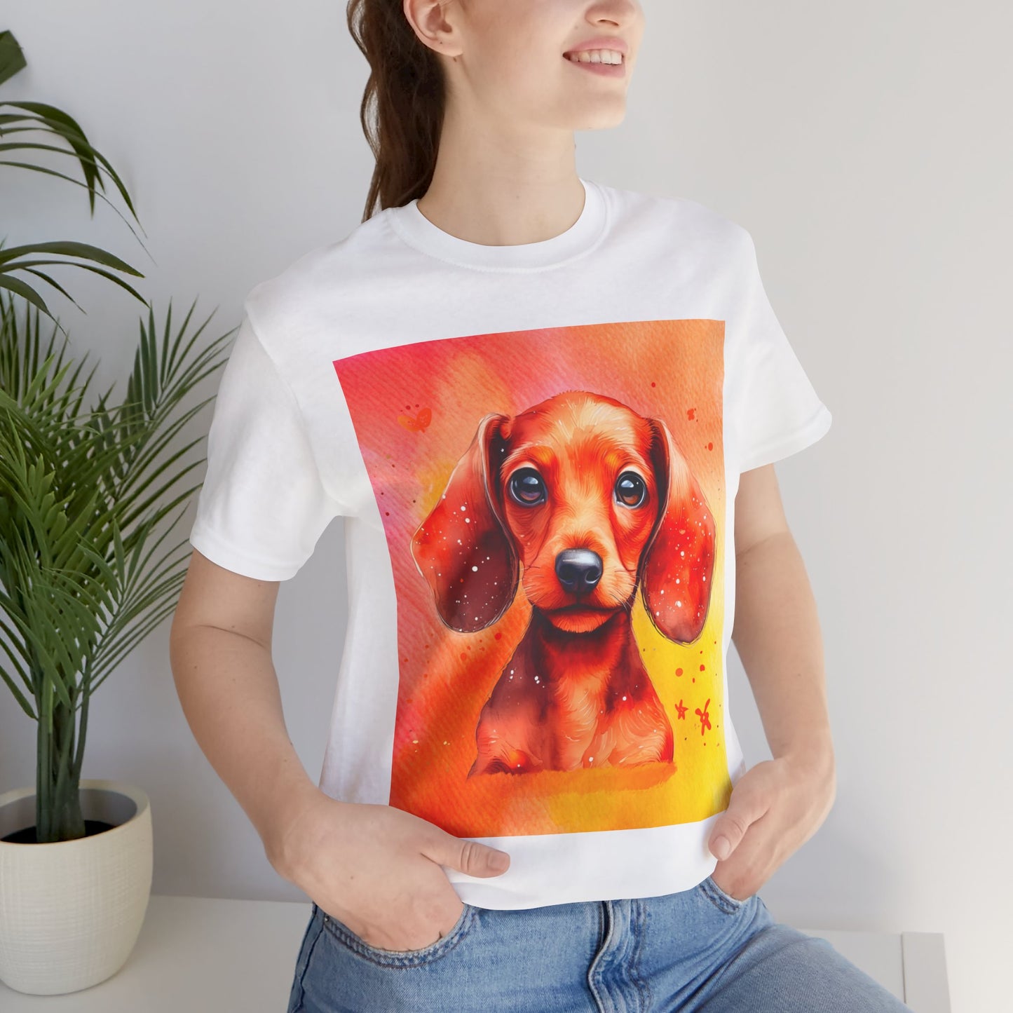 Red Dachshund Unisex Jersey Short Sleeve Tee