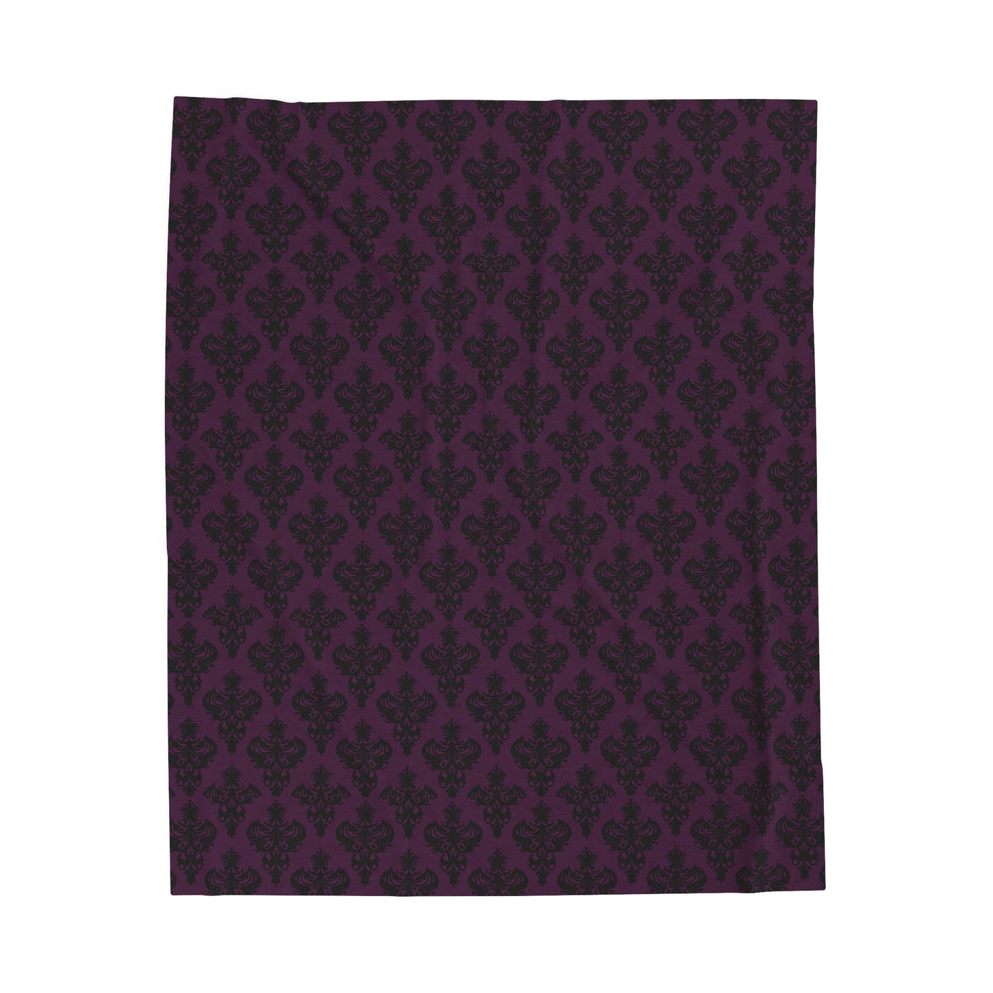 Purple and Black Victorian Damask Pattern Velveteen Plush Blanket