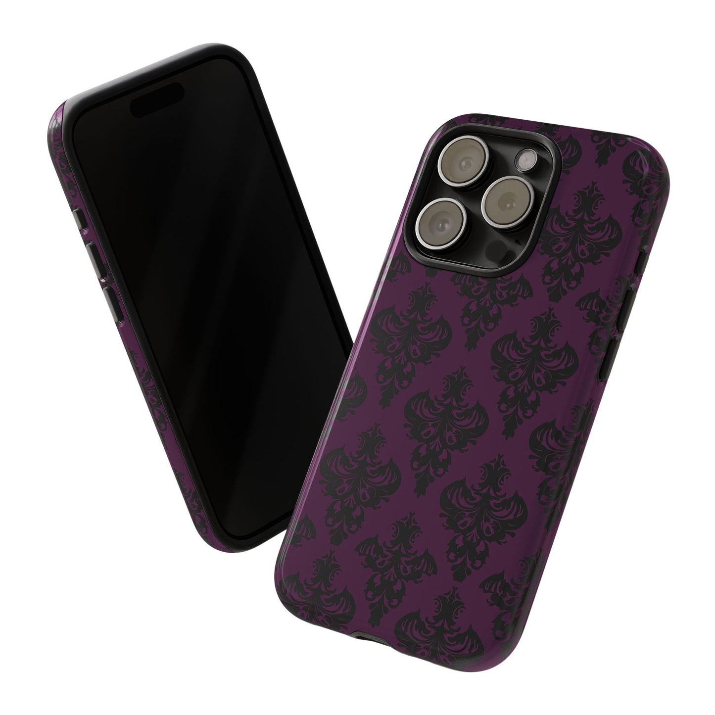 Purple and Black Victorian Damask Pattern Tough Cases