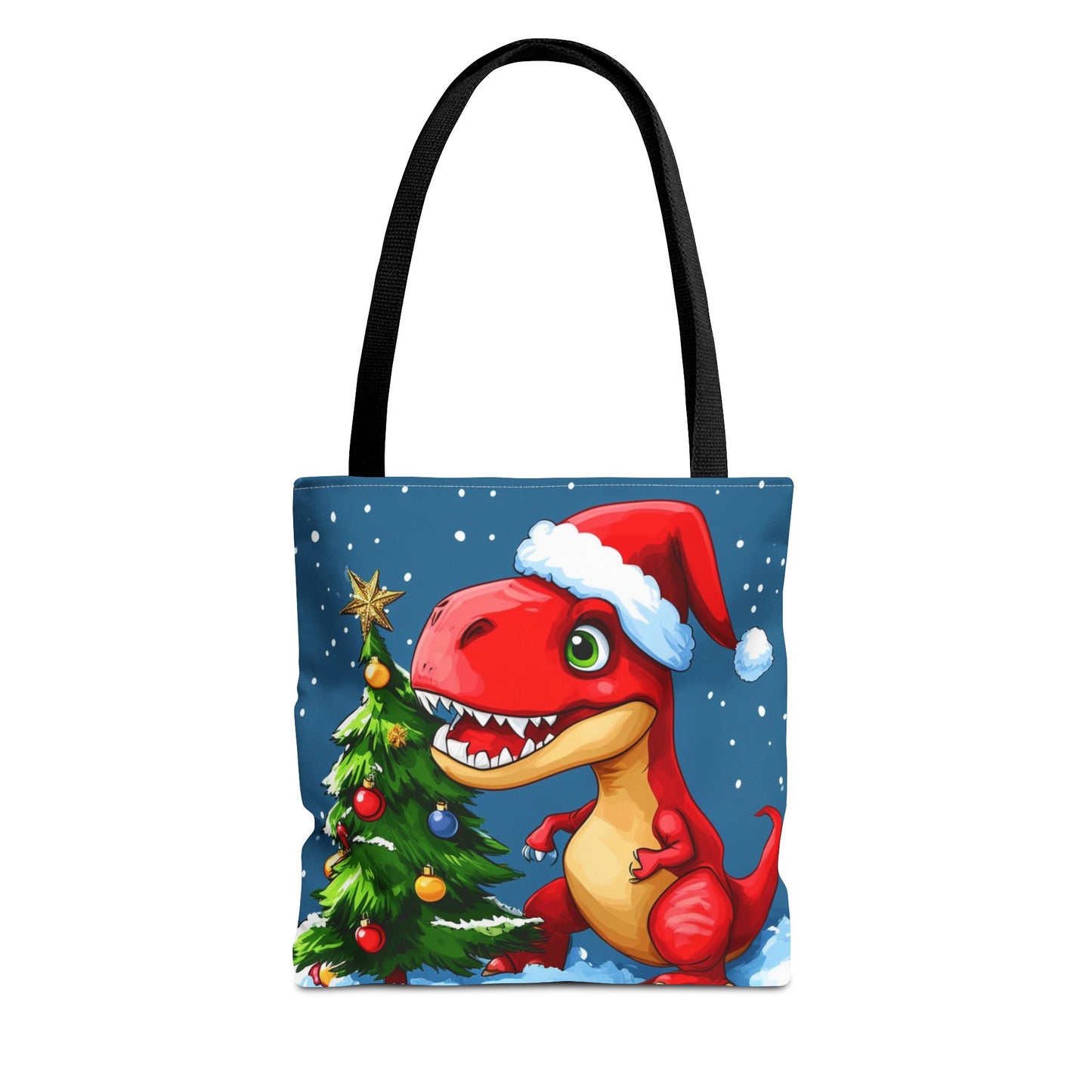 Cute Red Dino Holiday Tote Bag (AOP)