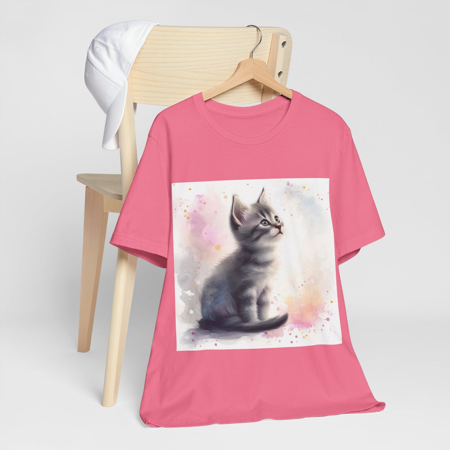 Watercolor Gray Kitten Unisex Jersey Short Sleeve Tee